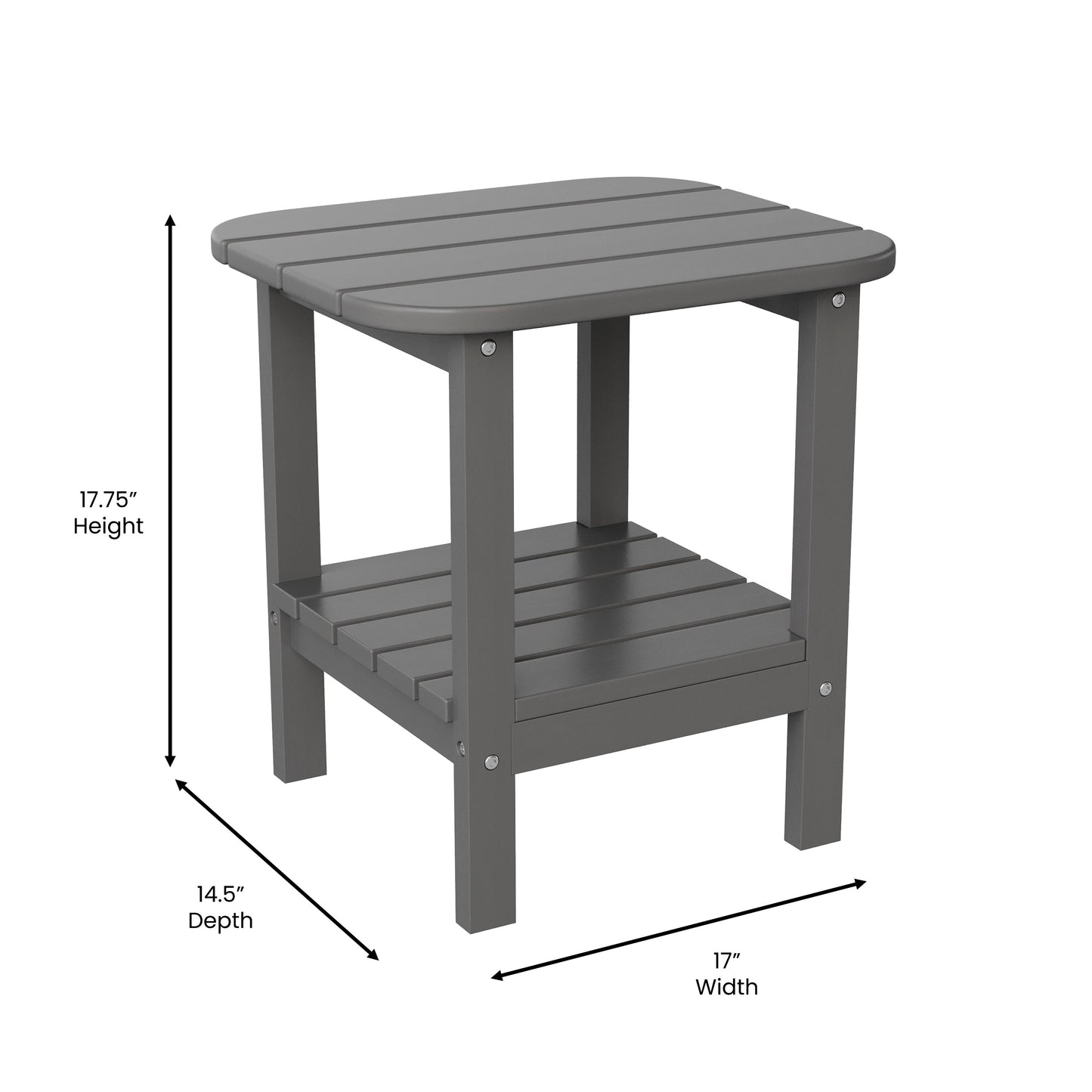 Newport HDPE 2-Tier Adirondack Side Table - All-Weather - Indoor/Outdoor Gray Gray