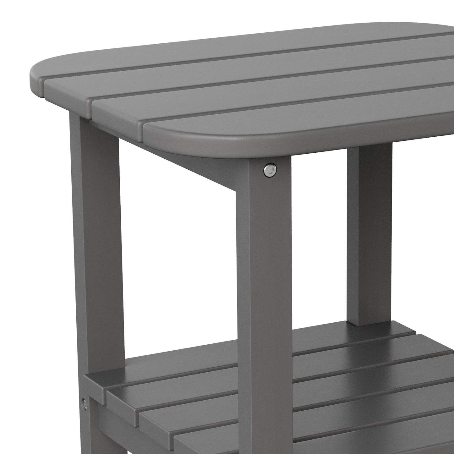 Newport HDPE 2-Tier Adirondack Side Table - All-Weather - Indoor/Outdoor Gray Gray