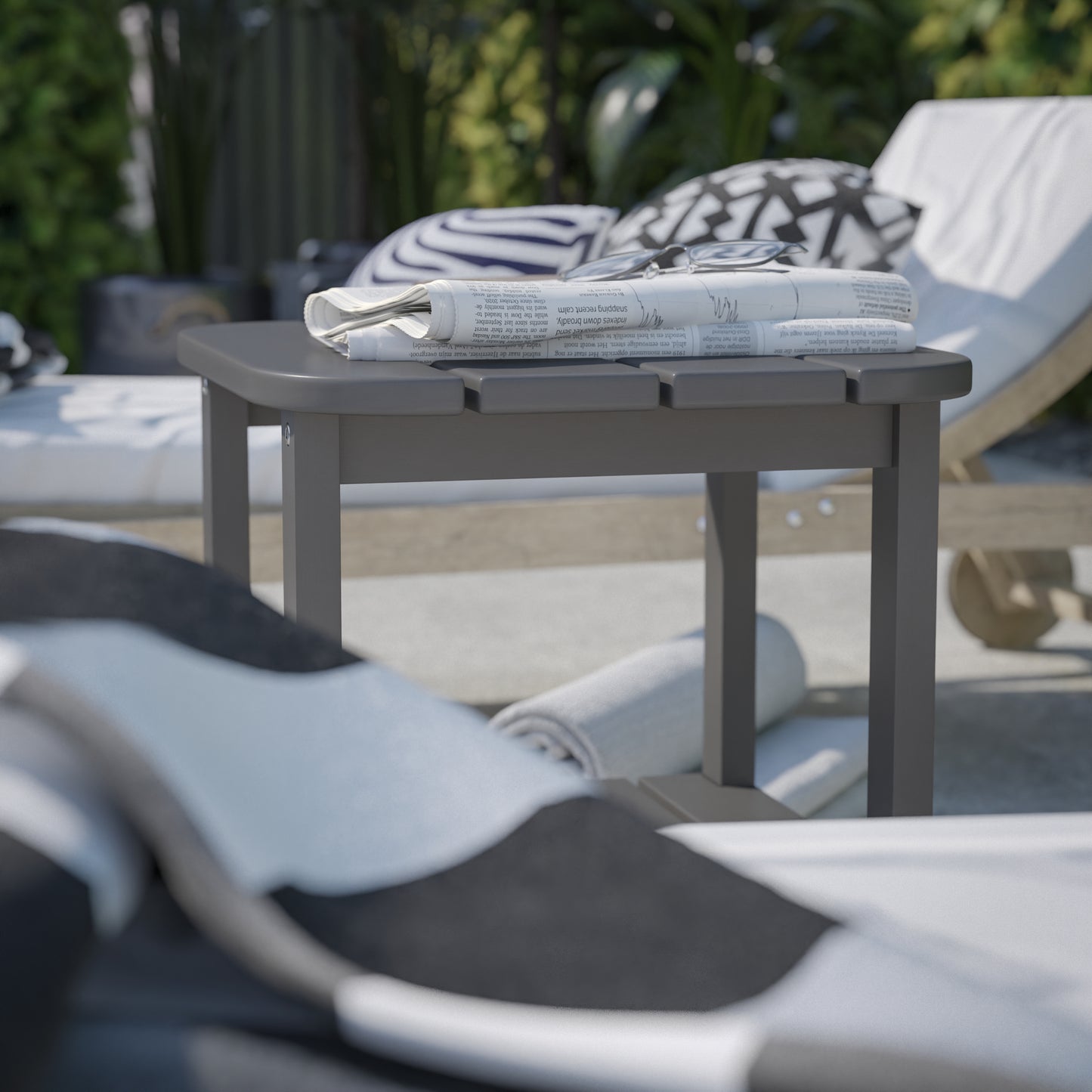 Newport HDPE 2-Tier Adirondack Side Table - All-Weather - Indoor/Outdoor Gray Gray