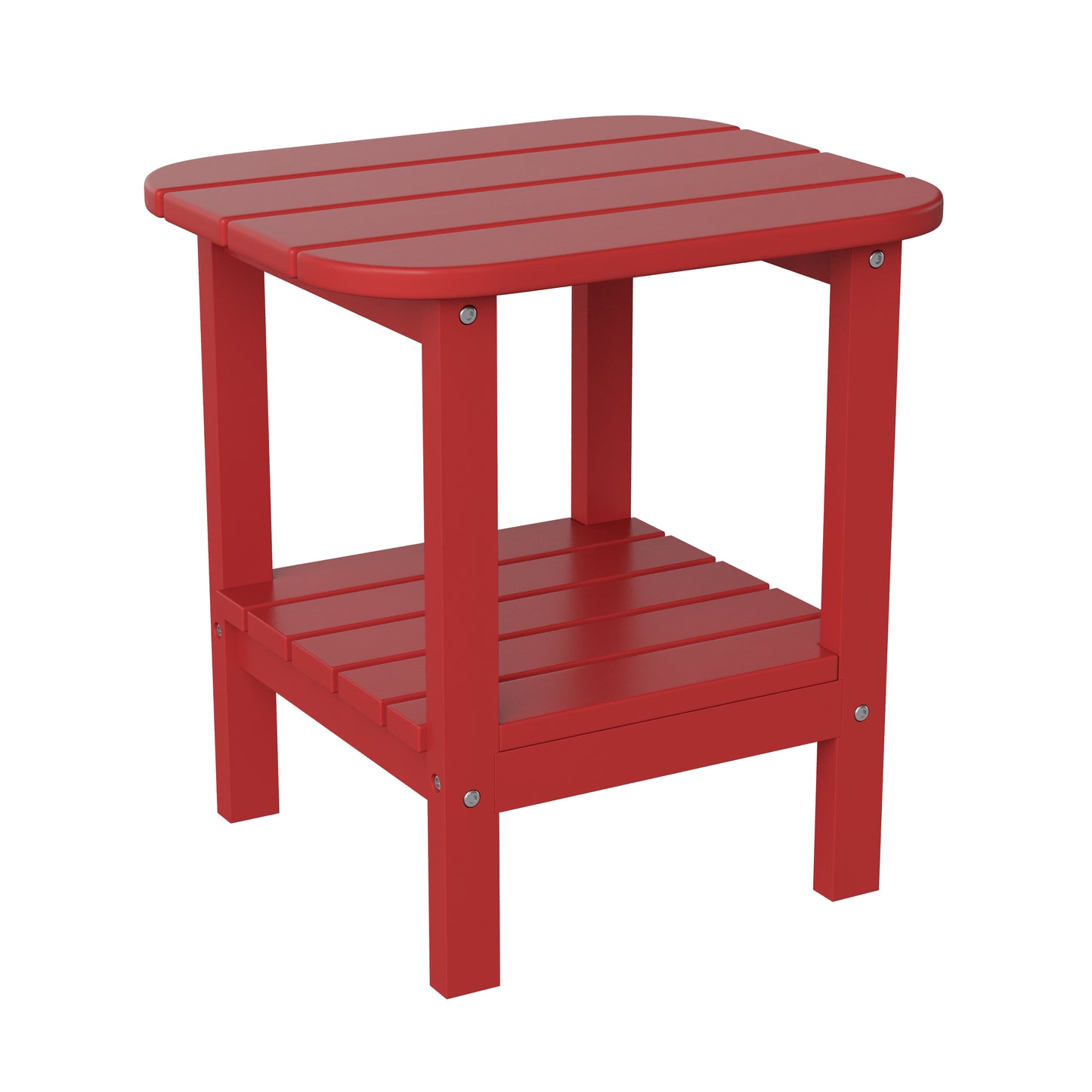 Newport HDPE 2-Tier Adirondack Side Table - All-Weather - Indoor/Outdoor Red Red