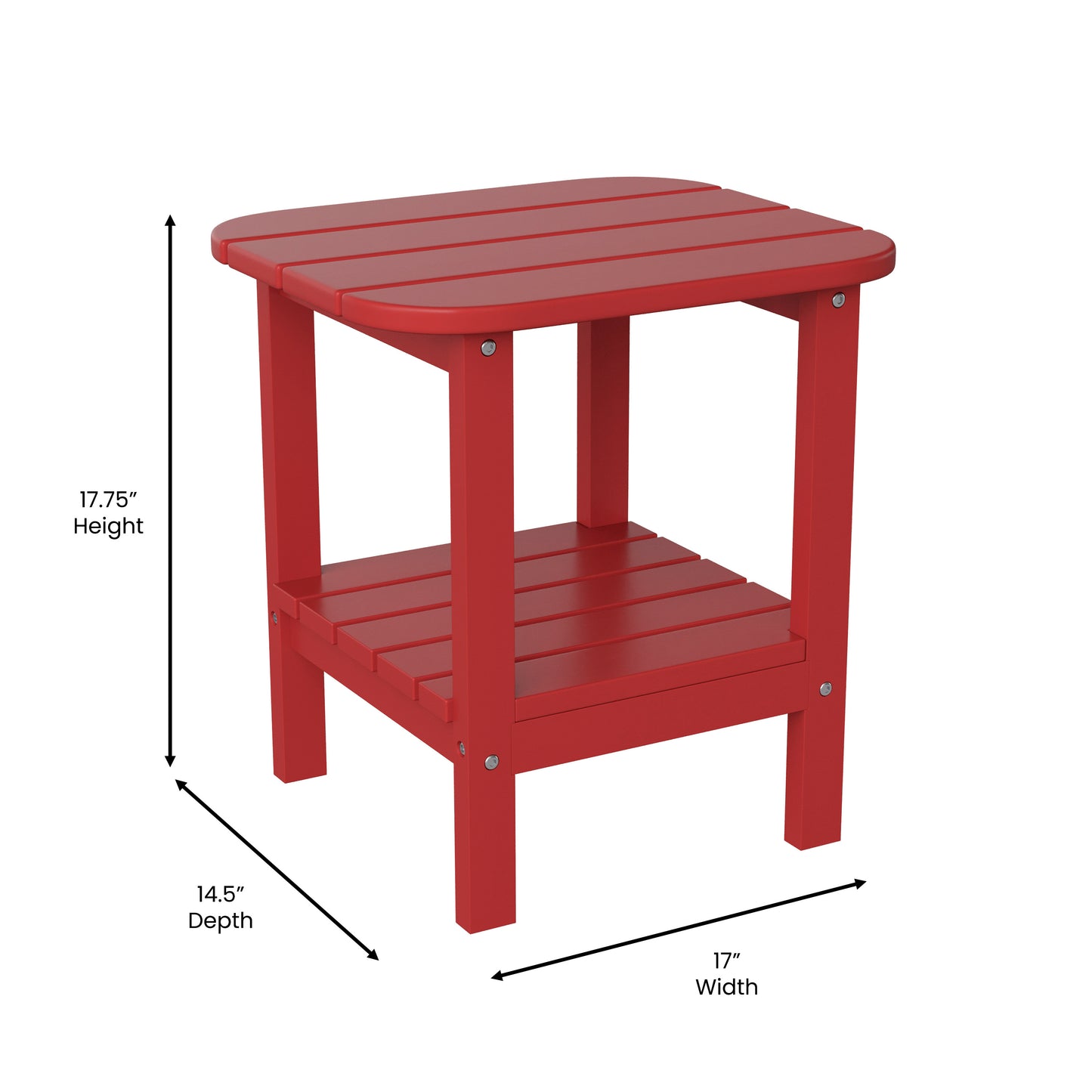 Newport HDPE 2-Tier Adirondack Side Table - All-Weather - Indoor/Outdoor Red Red