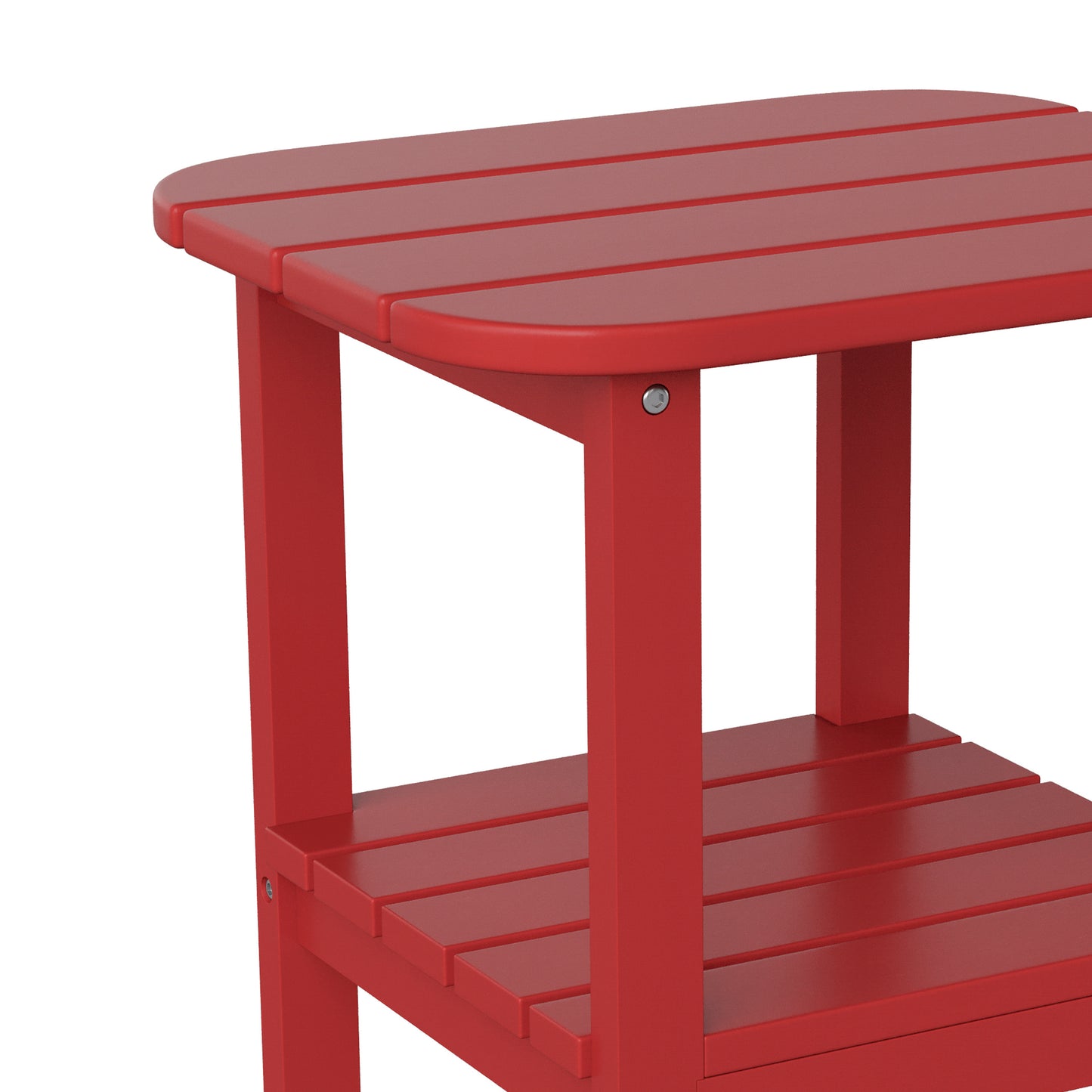 Newport HDPE 2-Tier Adirondack Side Table - All-Weather - Indoor/Outdoor Red Red