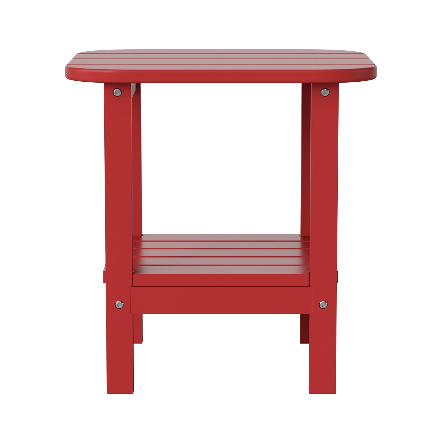 Newport HDPE 2-Tier Adirondack Side Table - All-Weather - Indoor/Outdoor Red Red