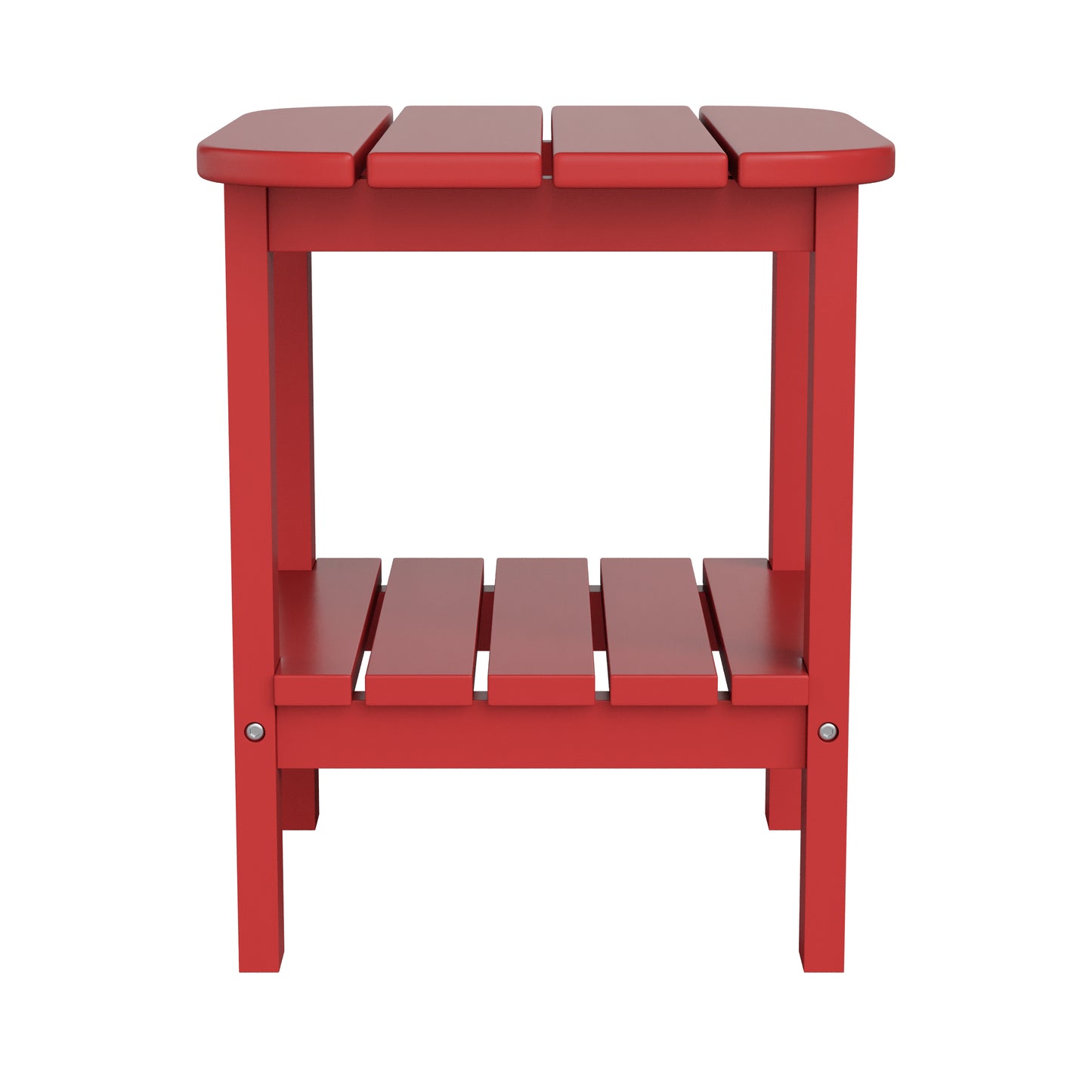 Newport HDPE 2-Tier Adirondack Side Table - All-Weather - Indoor/Outdoor Red Red