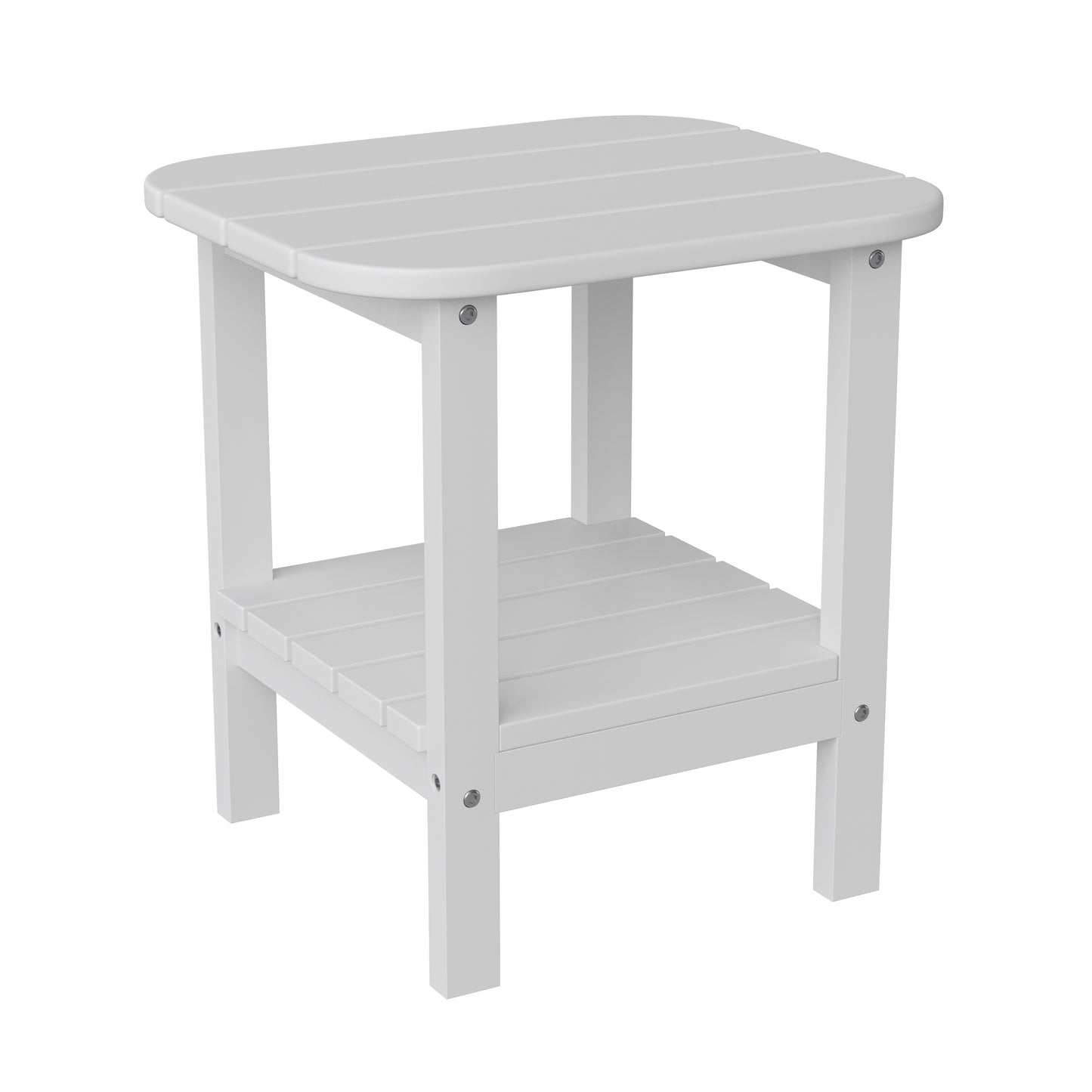 Newport HDPE 2-Tier Adirondack Side Table - All-Weather - Indoor/Outdoor White White