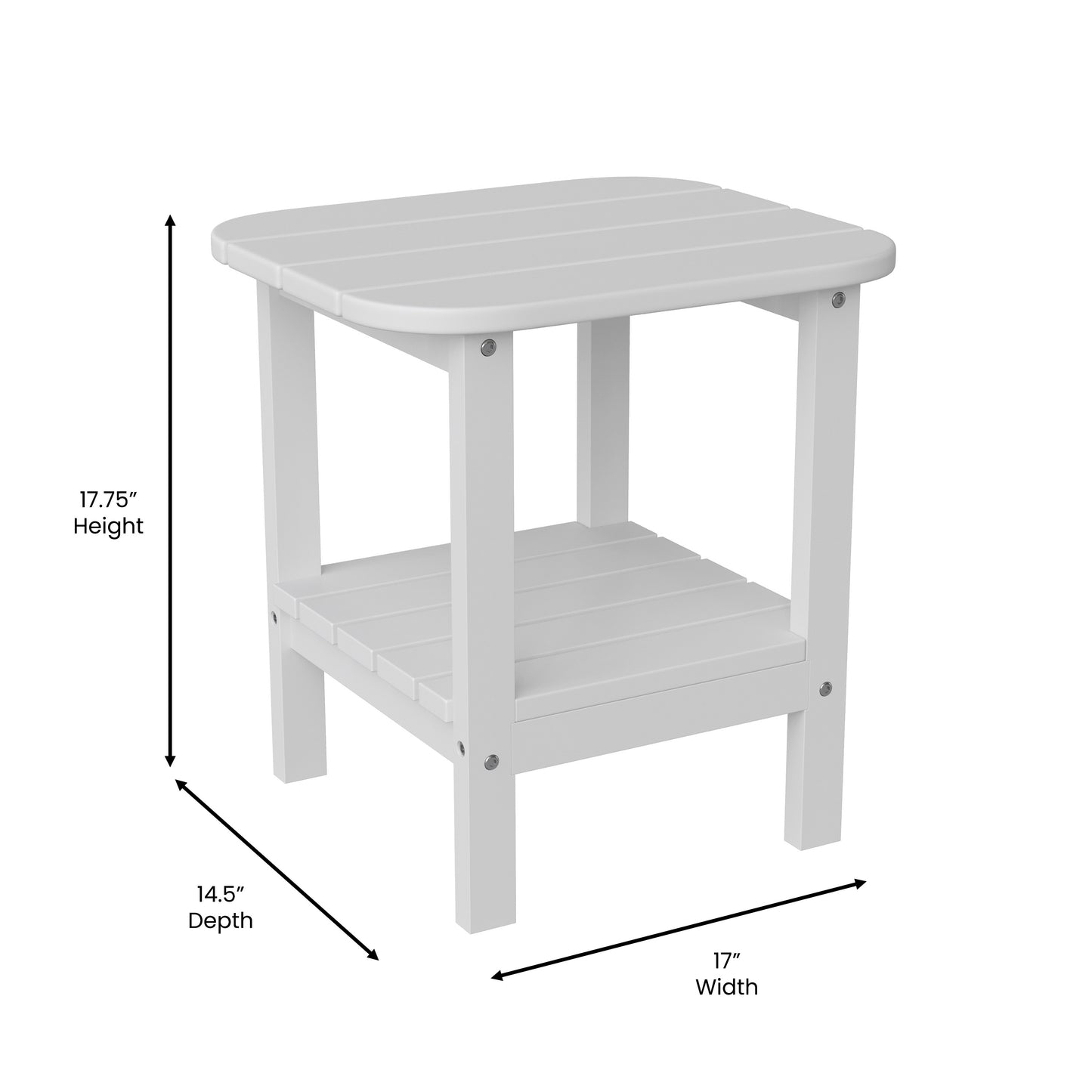 Newport HDPE 2-Tier Adirondack Side Table - All-Weather - Indoor/Outdoor White White