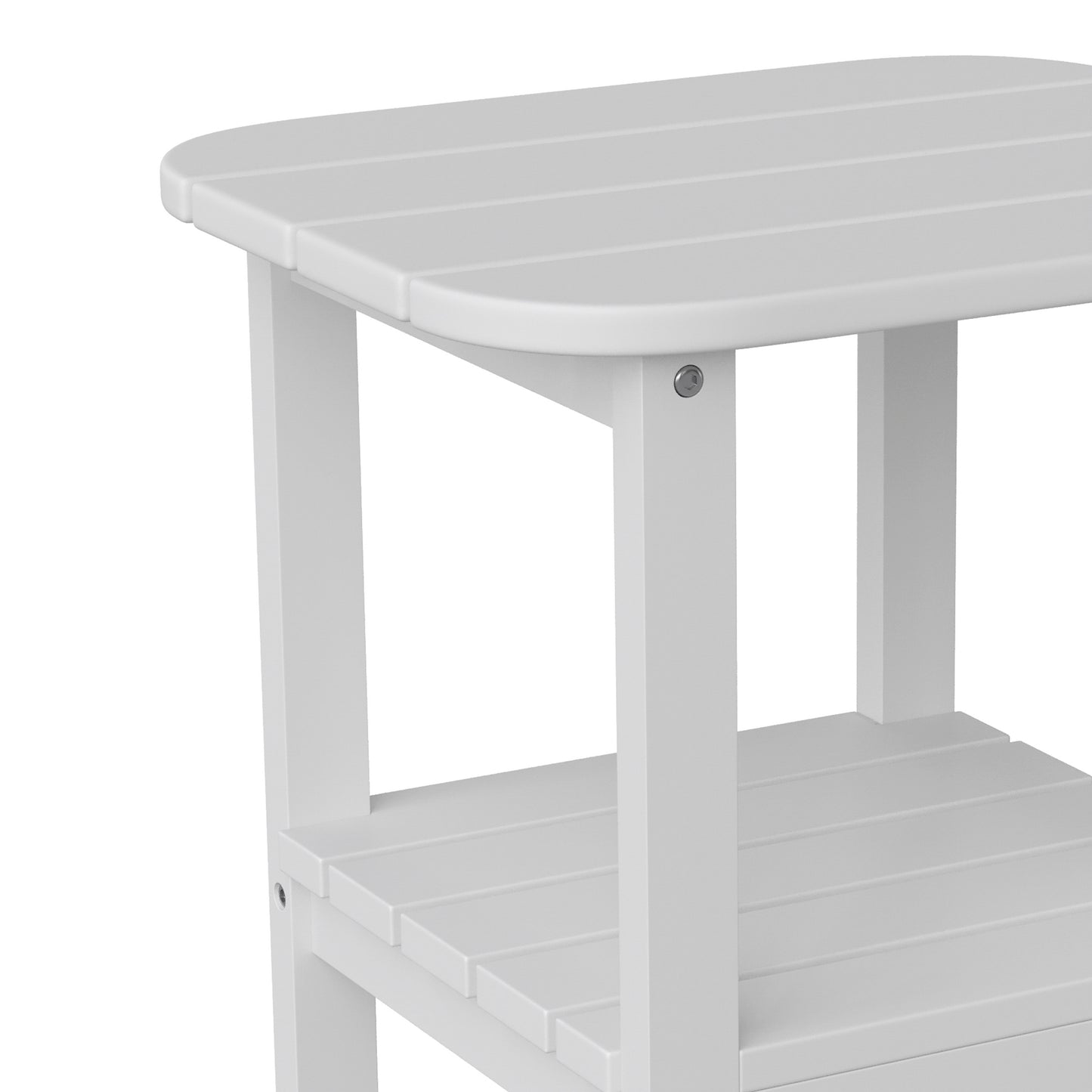 Newport HDPE 2-Tier Adirondack Side Table - All-Weather - Indoor/Outdoor White White