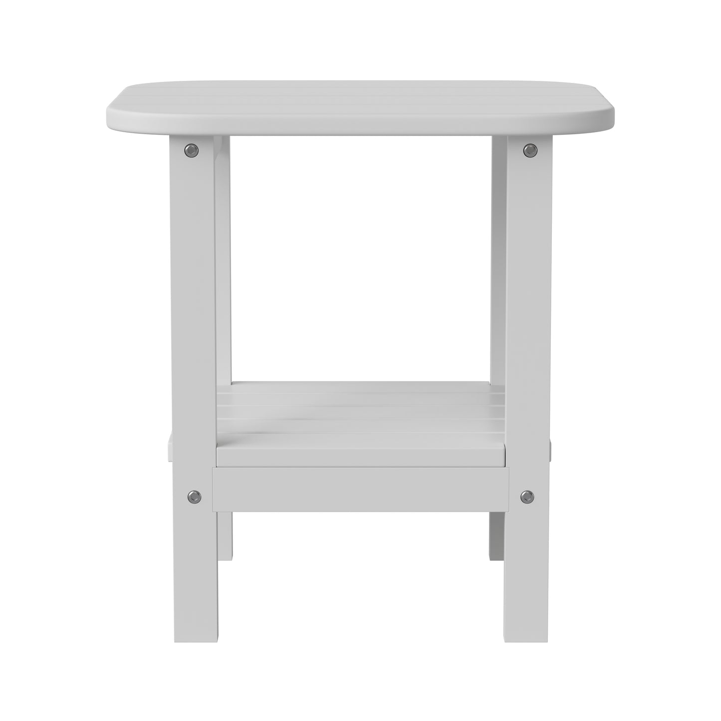 Newport HDPE 2-Tier Adirondack Side Table - All-Weather - Indoor/Outdoor White White