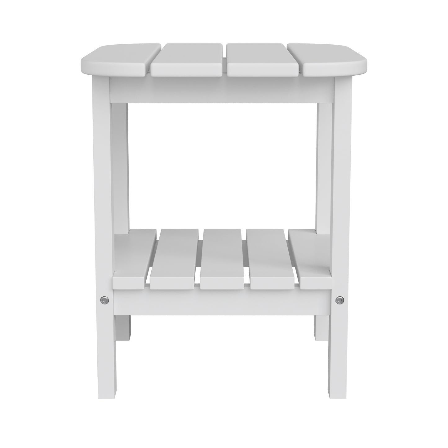 Newport HDPE 2-Tier Adirondack Side Table - All-Weather - Indoor/Outdoor White White