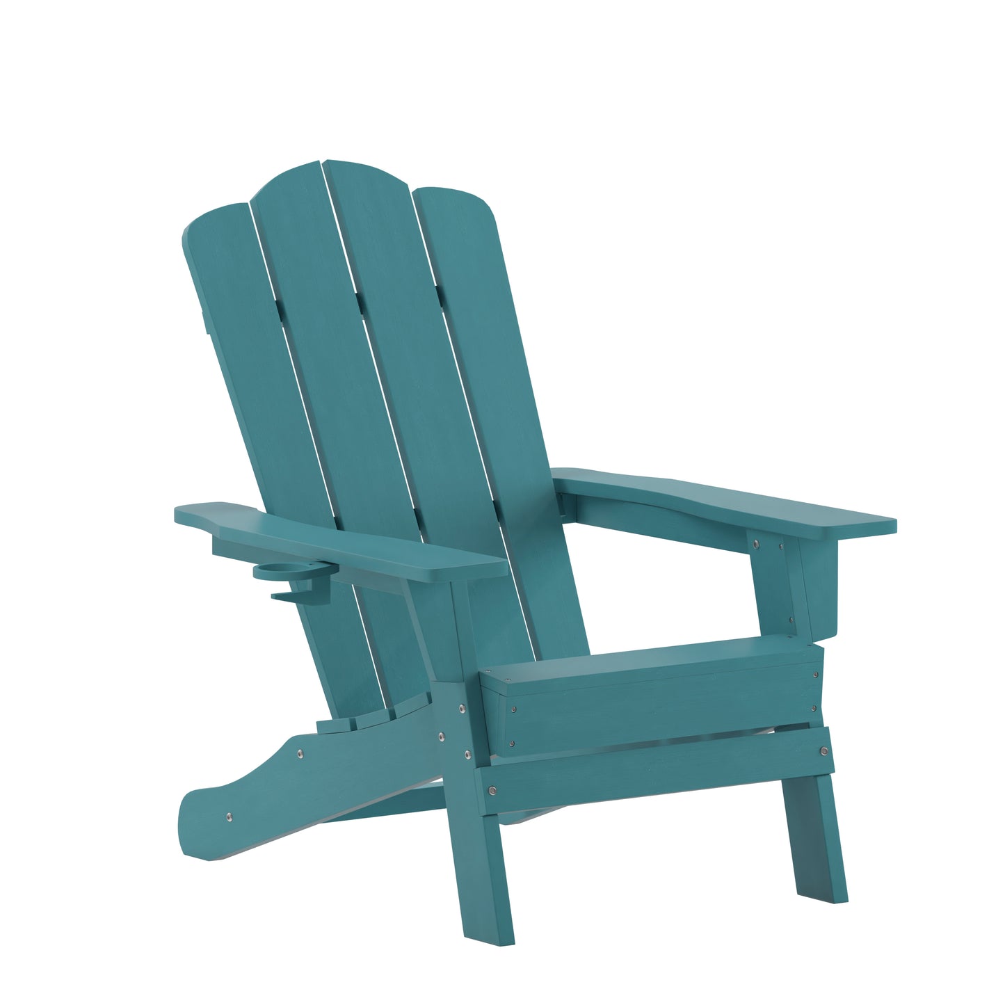 Newport Adirondack Chair with Cup Holder, Weather Resistant HDPE Adirondack Chair in Blue Blue