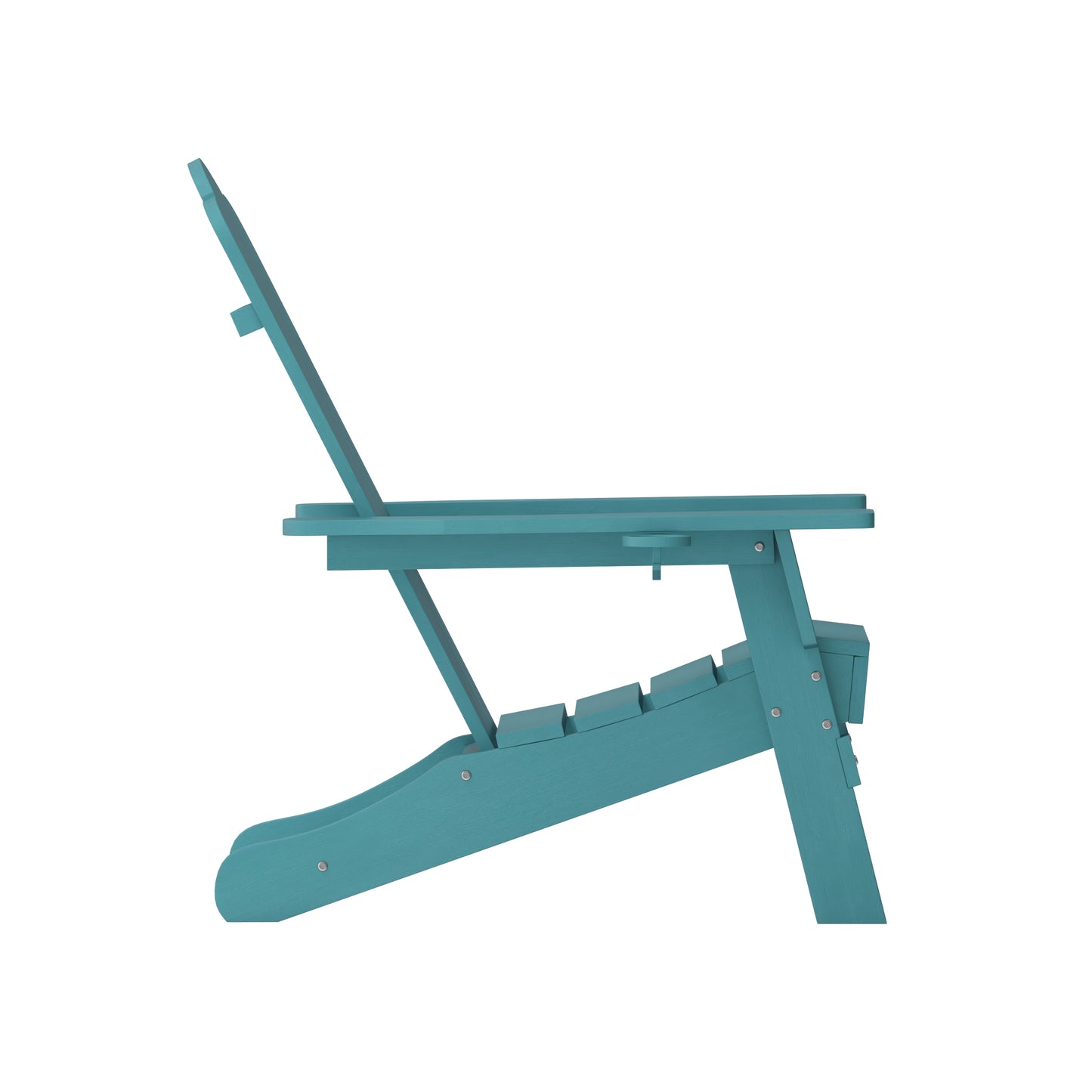 Newport Adirondack Chair with Cup Holder, Weather Resistant HDPE Adirondack Chair in Blue Blue