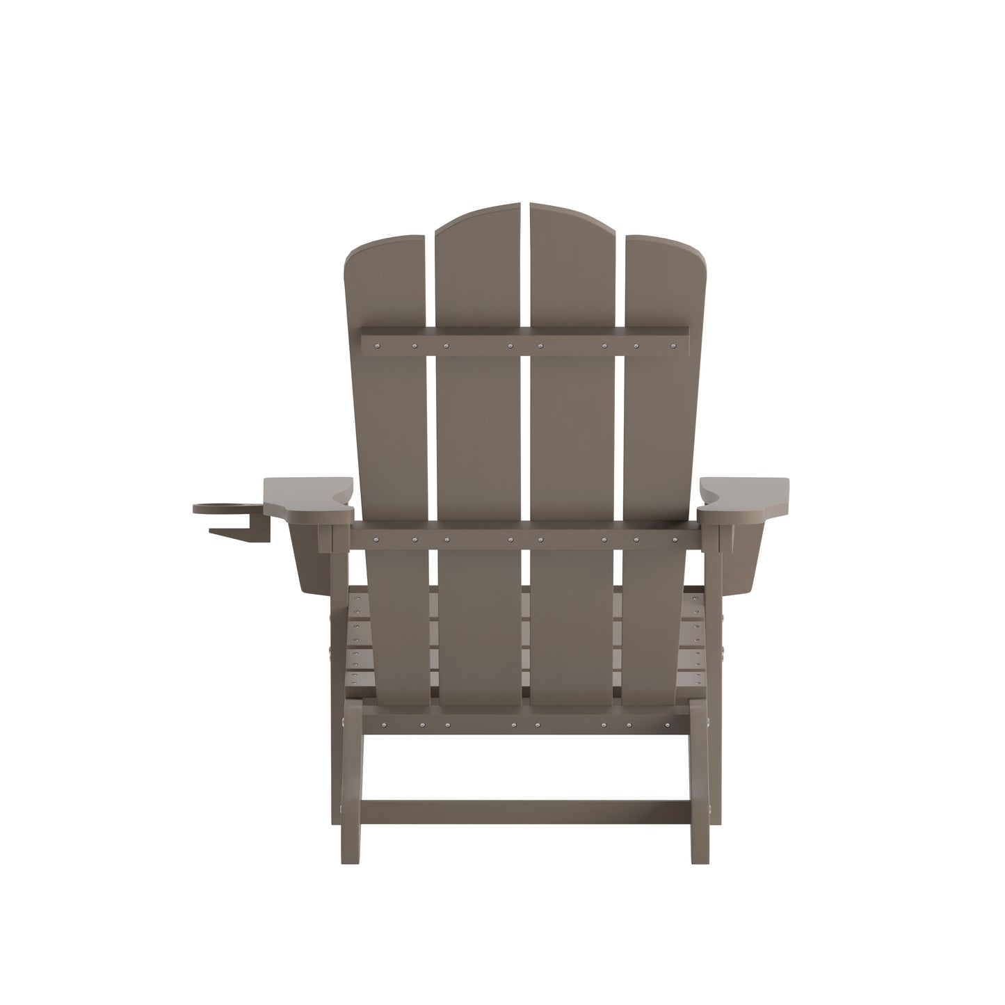 Newport Adirondack Chair with Cup Holder, Weather Resistant HDPE Adirondack Chair in Brown Brown