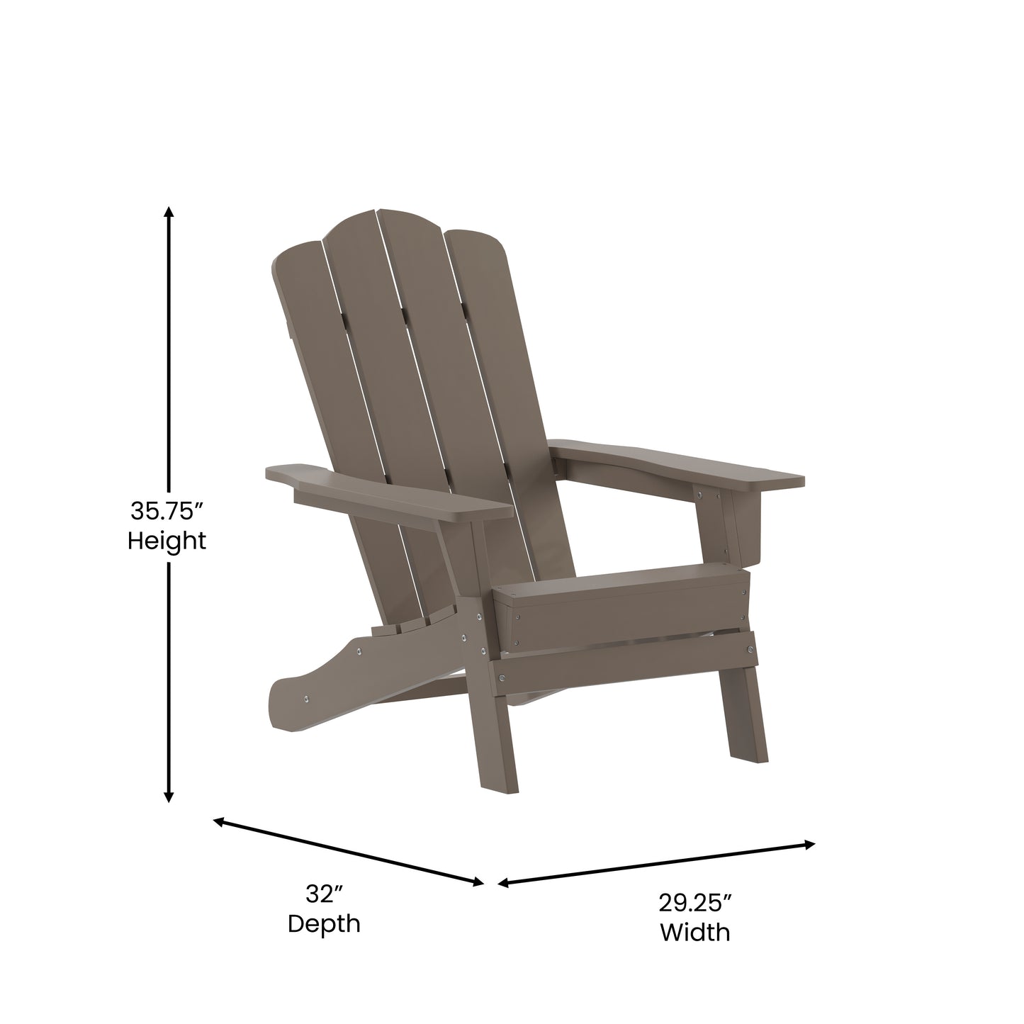 Newport Adirondack Chair with Cup Holder, Weather Resistant HDPE Adirondack Chair in Brown Brown