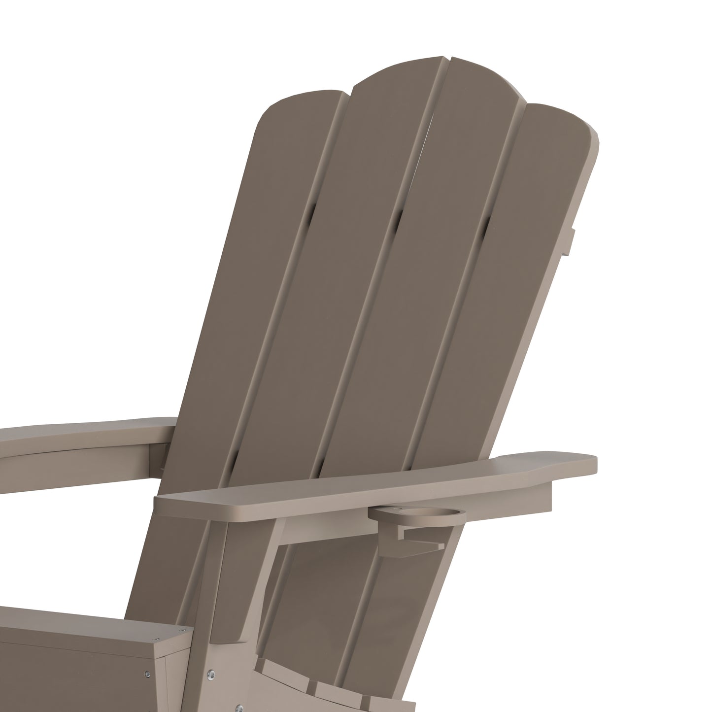 Newport Adirondack Chair with Cup Holder, Weather Resistant HDPE Adirondack Chair in Brown Brown
