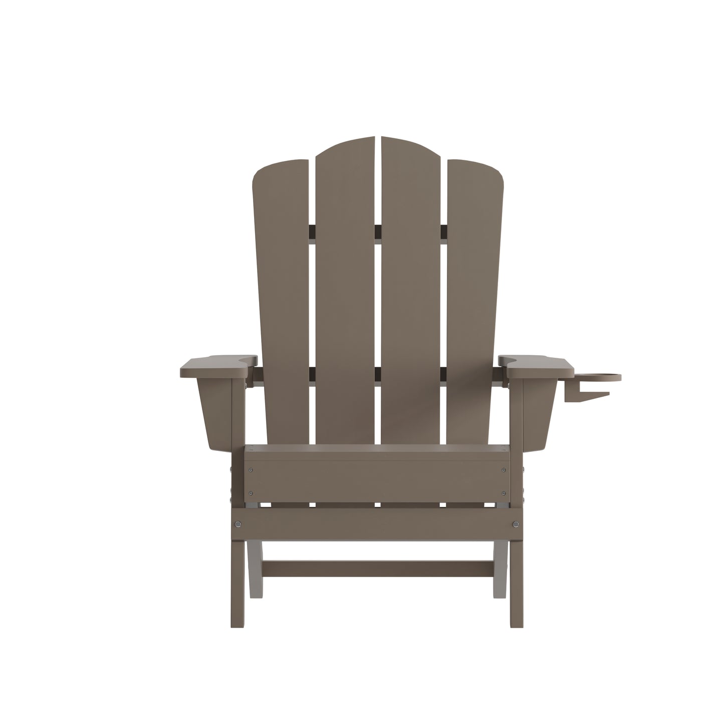 Newport Adirondack Chair with Cup Holder, Weather Resistant HDPE Adirondack Chair in Brown Brown