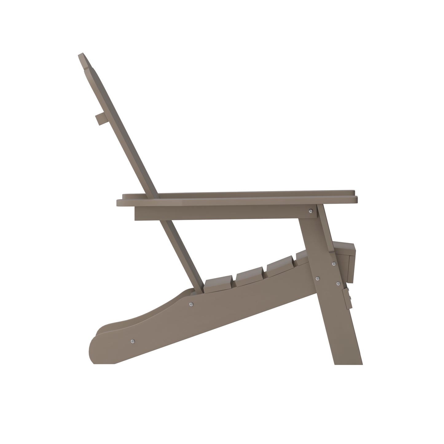 Newport Adirondack Chair with Cup Holder, Weather Resistant HDPE Adirondack Chair in Brown Brown