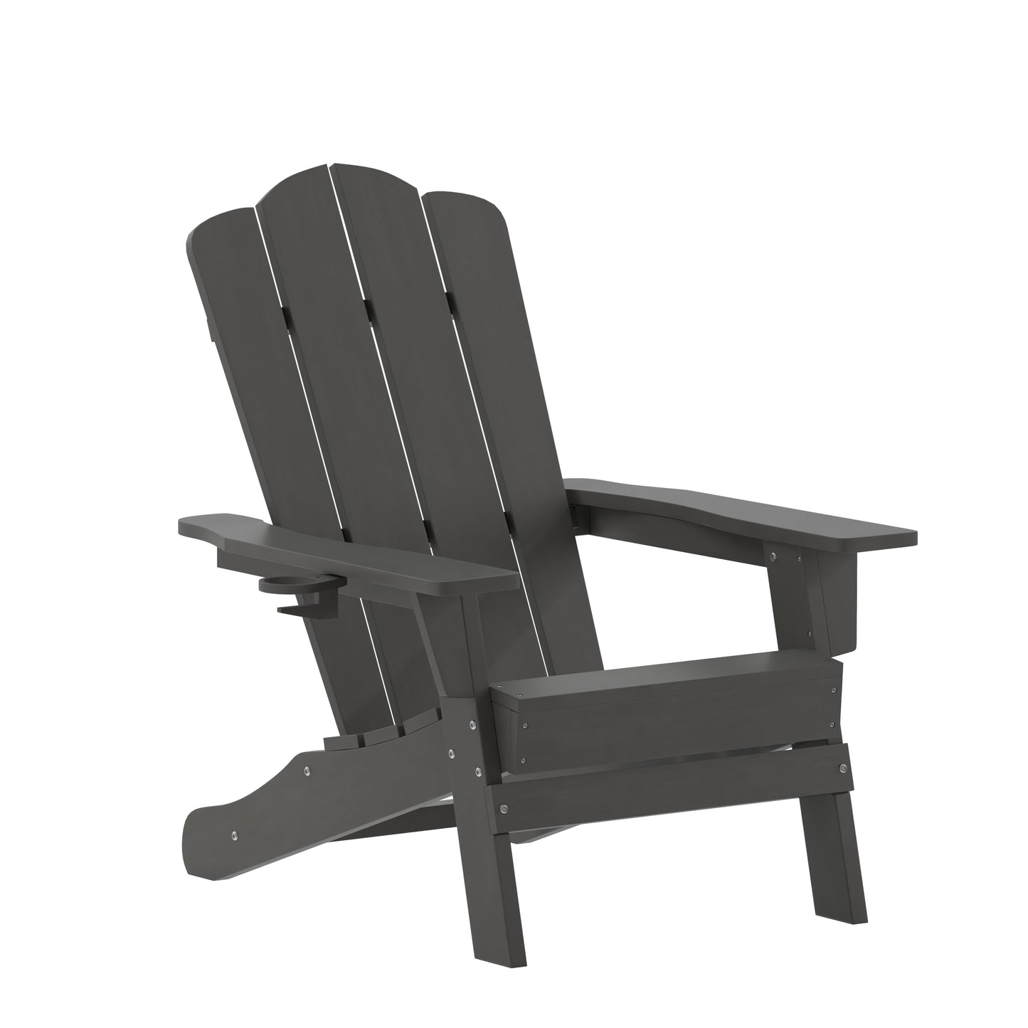 Newport Adirondack Chair with Cup Holder, Weather Resistant HDPE Adirondack Chair in Gray Gray