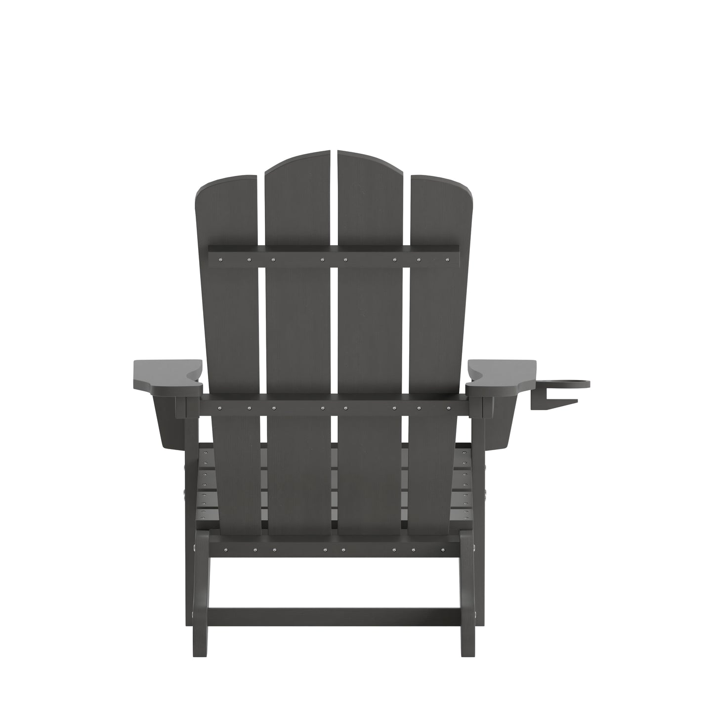 Newport Adirondack Chair with Cup Holder, Weather Resistant HDPE Adirondack Chair in Gray Gray