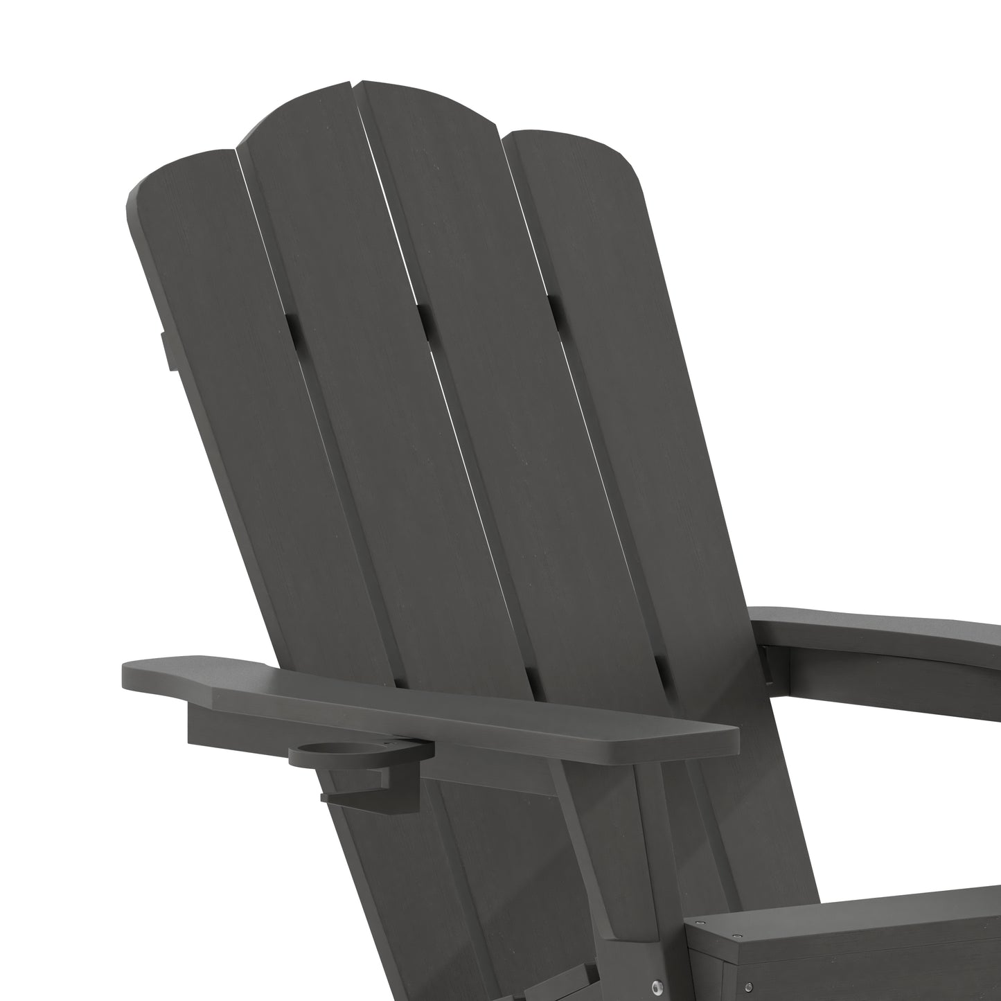 Newport Adirondack Chair with Cup Holder, Weather Resistant HDPE Adirondack Chair in Gray Gray