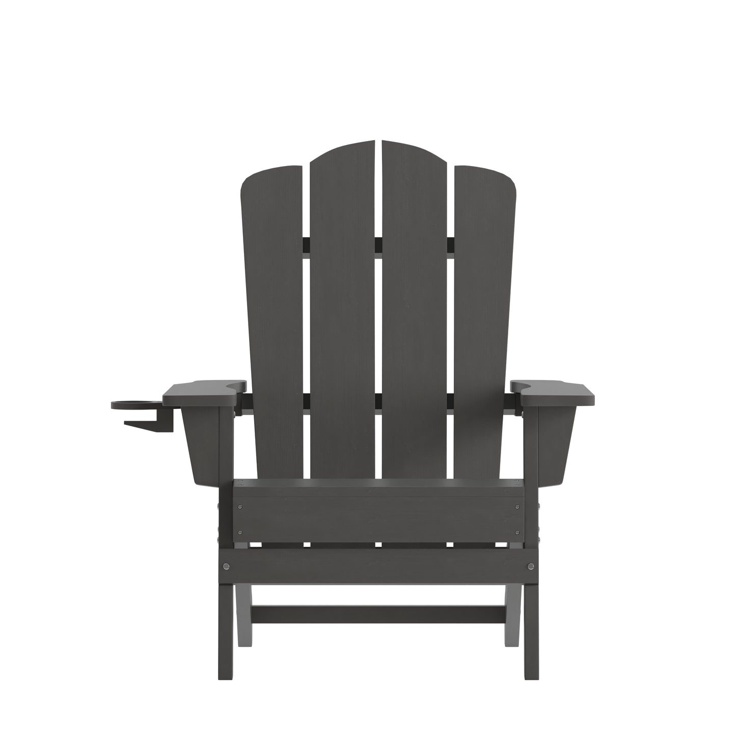Newport Adirondack Chair with Cup Holder, Weather Resistant HDPE Adirondack Chair in Gray Gray