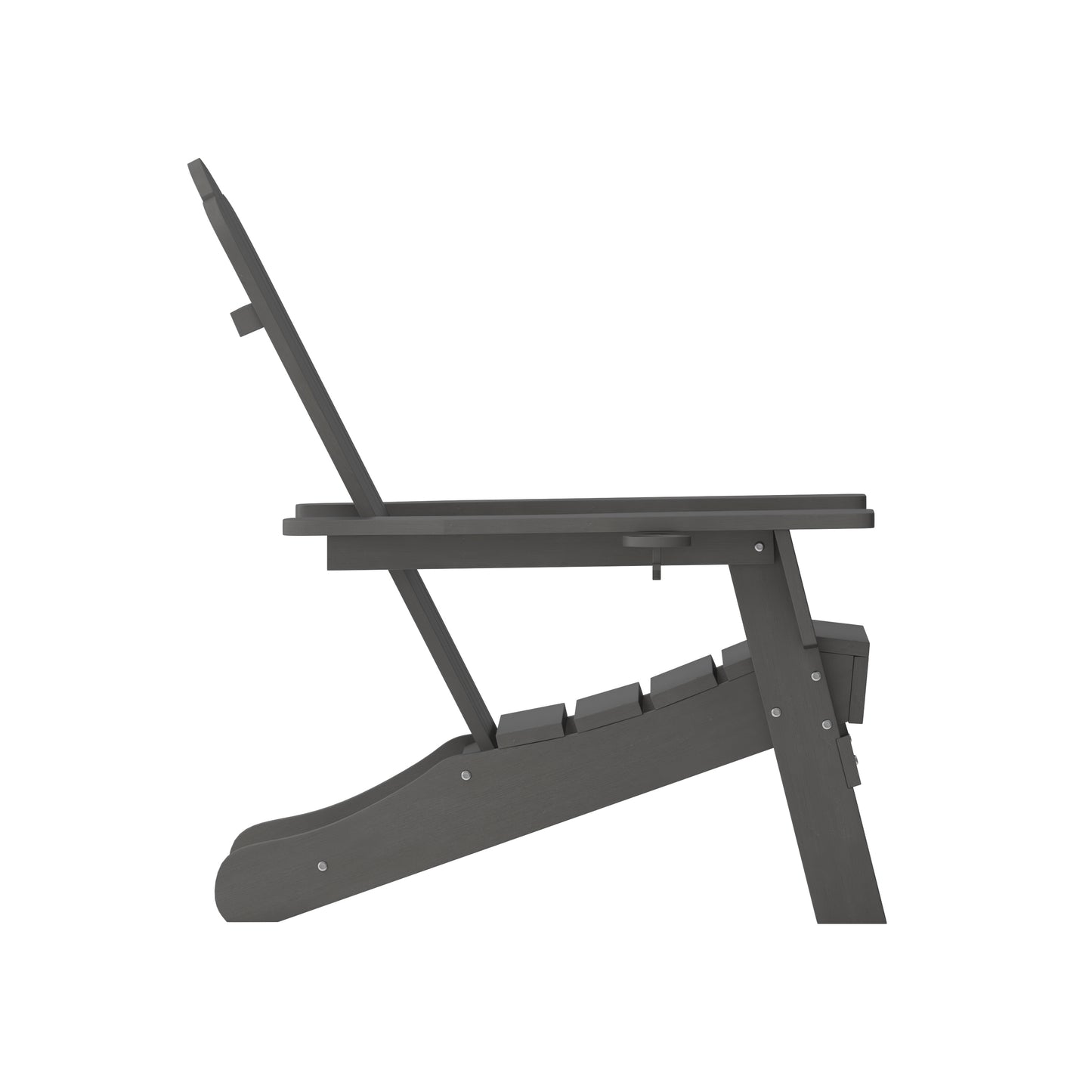 Newport Adirondack Chair with Cup Holder, Weather Resistant HDPE Adirondack Chair in Gray Gray