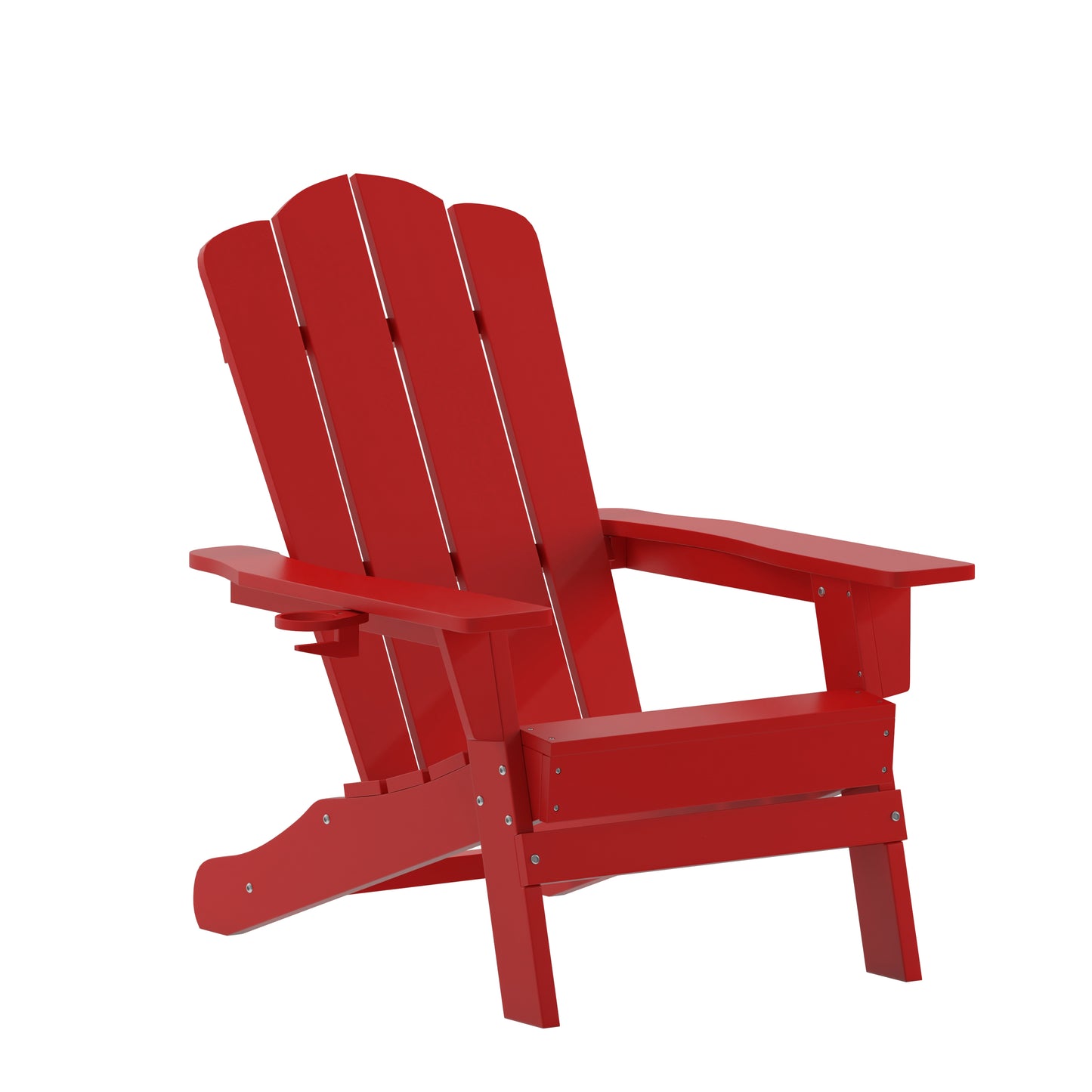 Newport Adirondack Chair with Cup Holder, Weather Resistant HDPE Adirondack Chair in Red Red