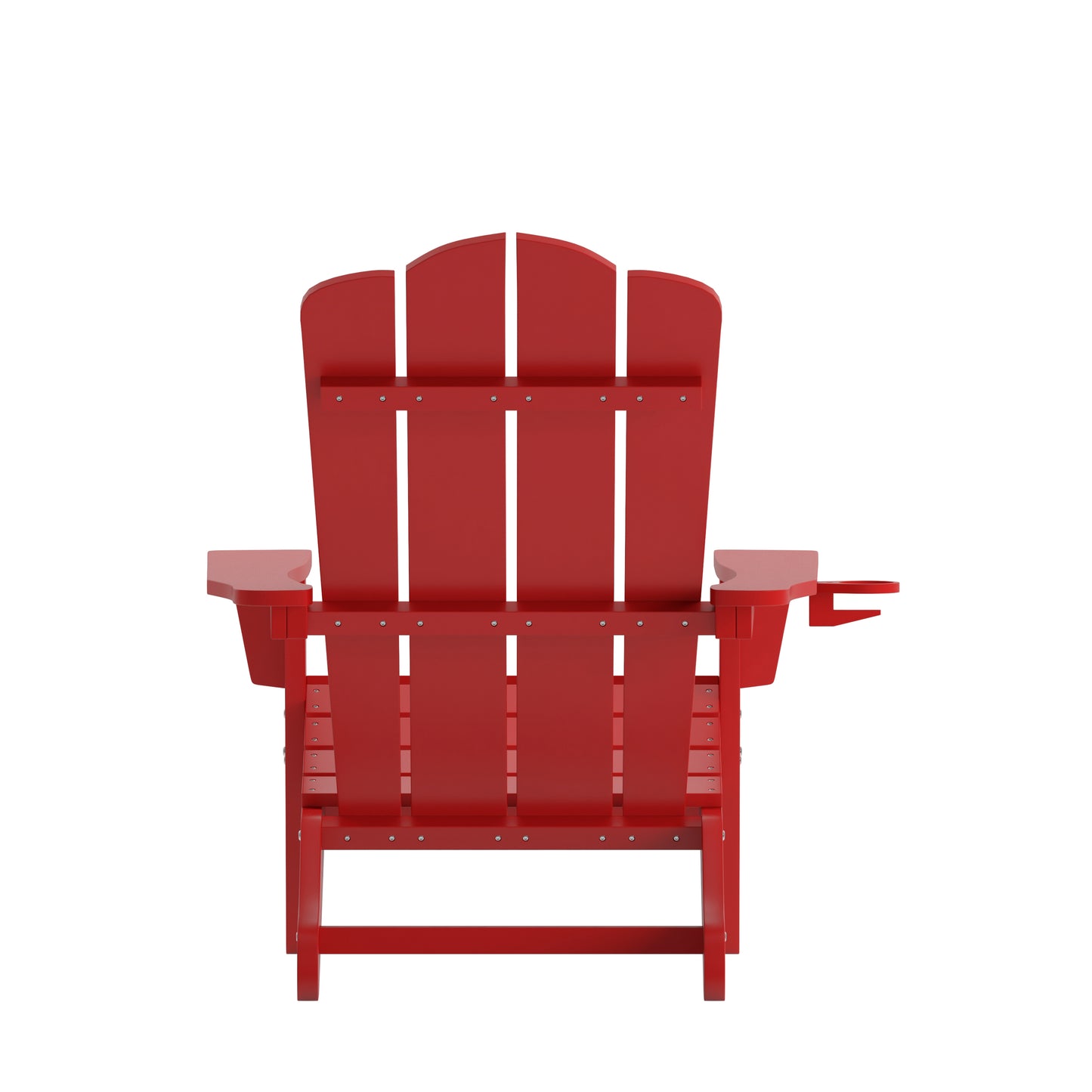 Newport Adirondack Chair with Cup Holder, Weather Resistant HDPE Adirondack Chair in Red Red