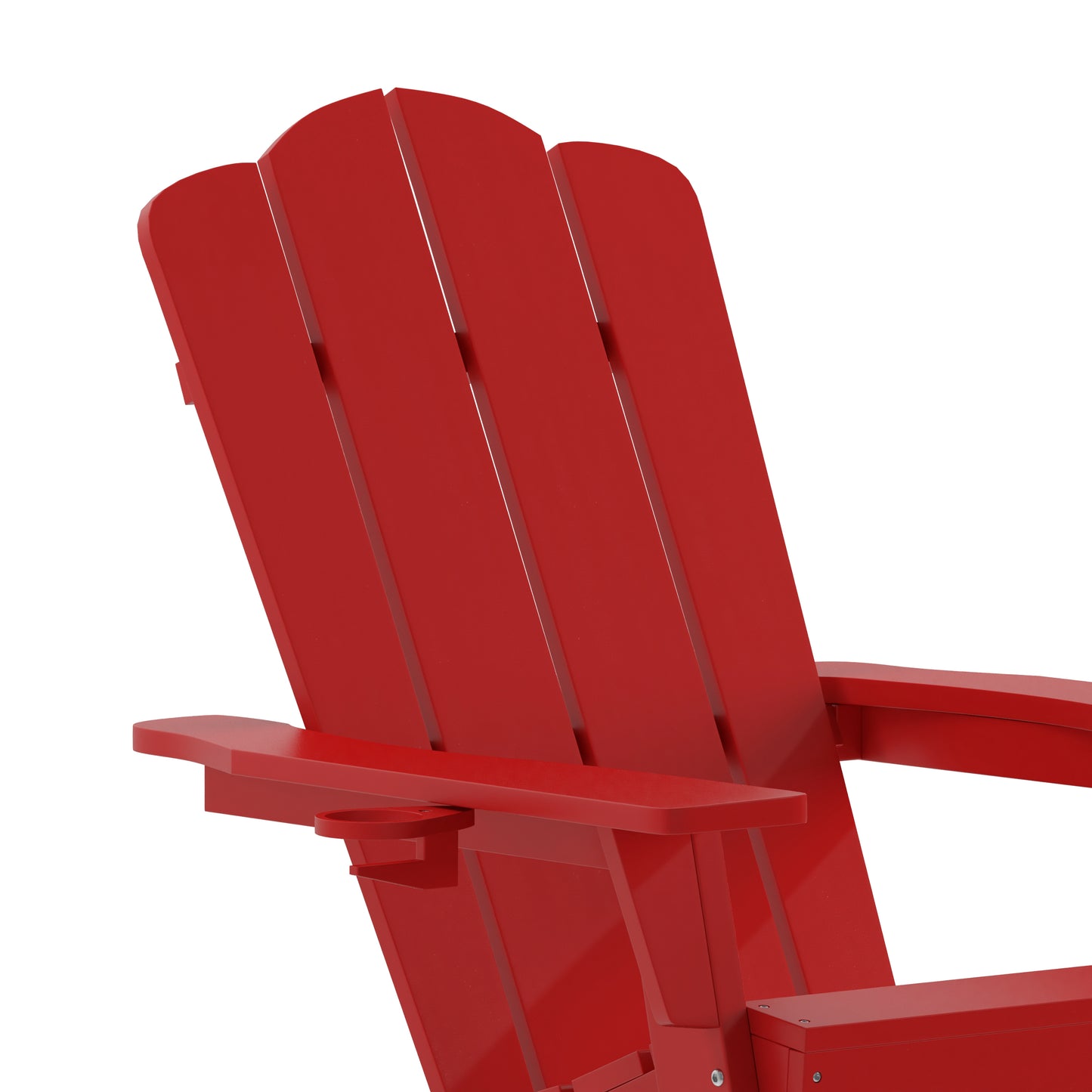 Newport Adirondack Chair with Cup Holder, Weather Resistant HDPE Adirondack Chair in Red Red