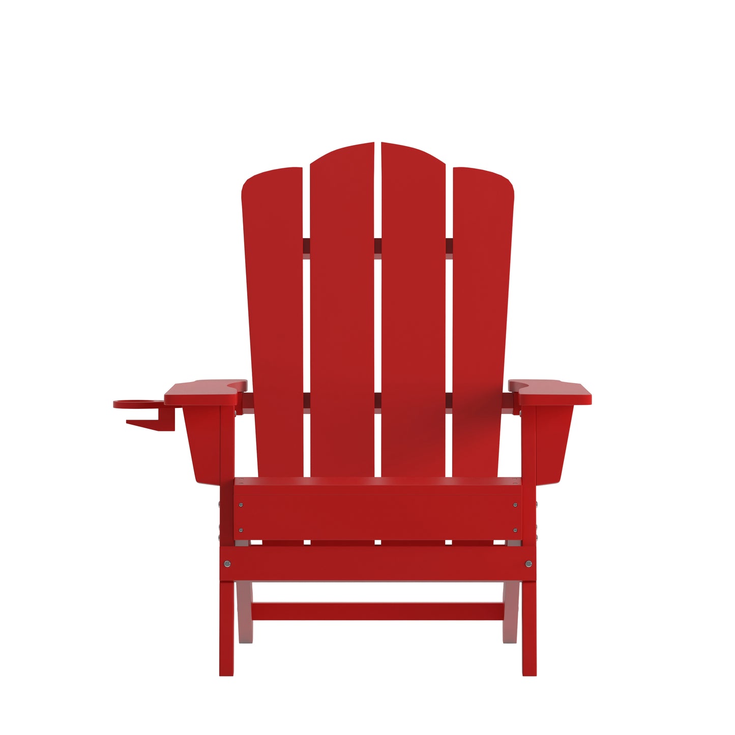 Newport Adirondack Chair with Cup Holder, Weather Resistant HDPE Adirondack Chair in Red Red