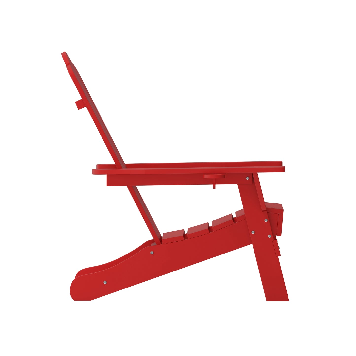 Newport Adirondack Chair with Cup Holder, Weather Resistant HDPE Adirondack Chair in Red Red