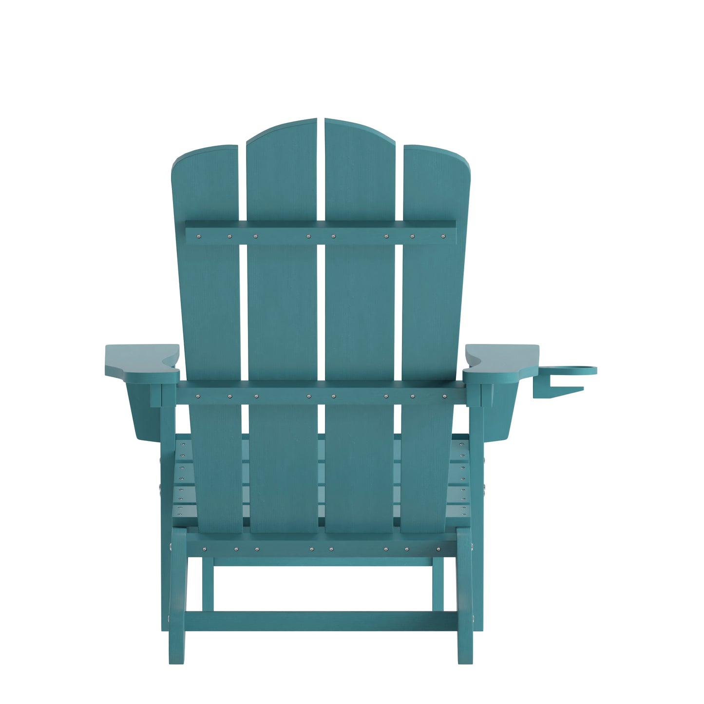 Newport HDPE Adirondack Chair with Cup Holder and Pull Out Ottoman, All-Weather HDPE Indoor/Outdoor Lounge Chair in Blue Blue