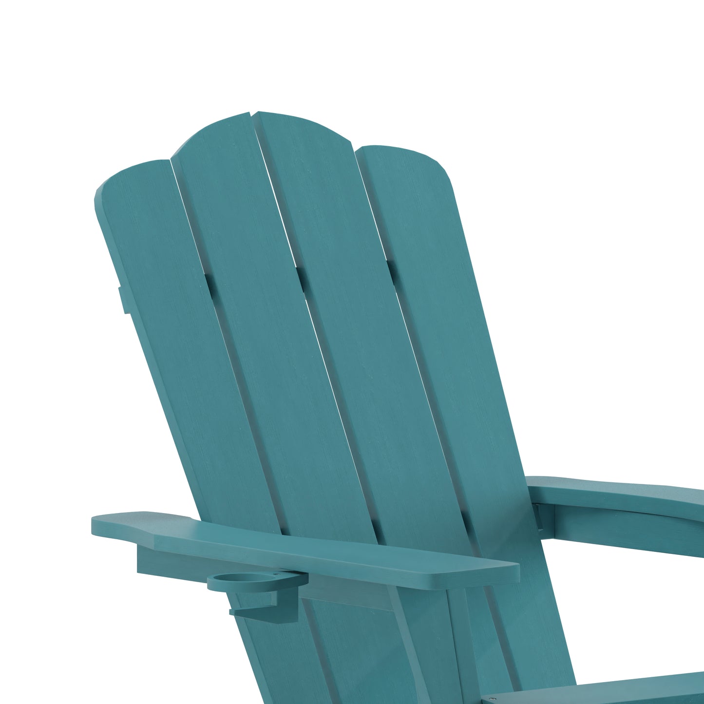Newport HDPE Adirondack Chair with Cup Holder and Pull Out Ottoman, All-Weather HDPE Indoor/Outdoor Lounge Chair in Blue Blue
