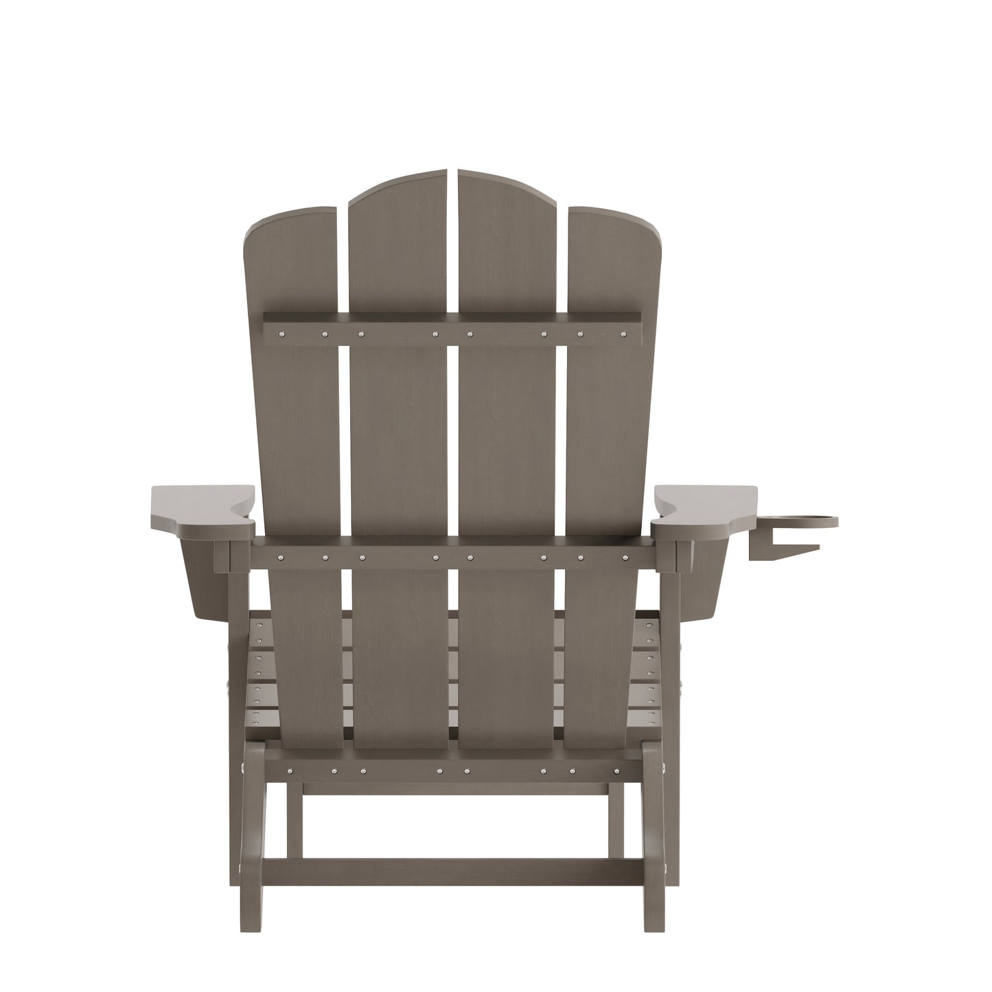 Newport HDPE Adirondack Chair with Cup Holder and Pull Out Ottoman, All-Weather HDPE Indoor/Outdoor Lounge Chair in Brown Brown