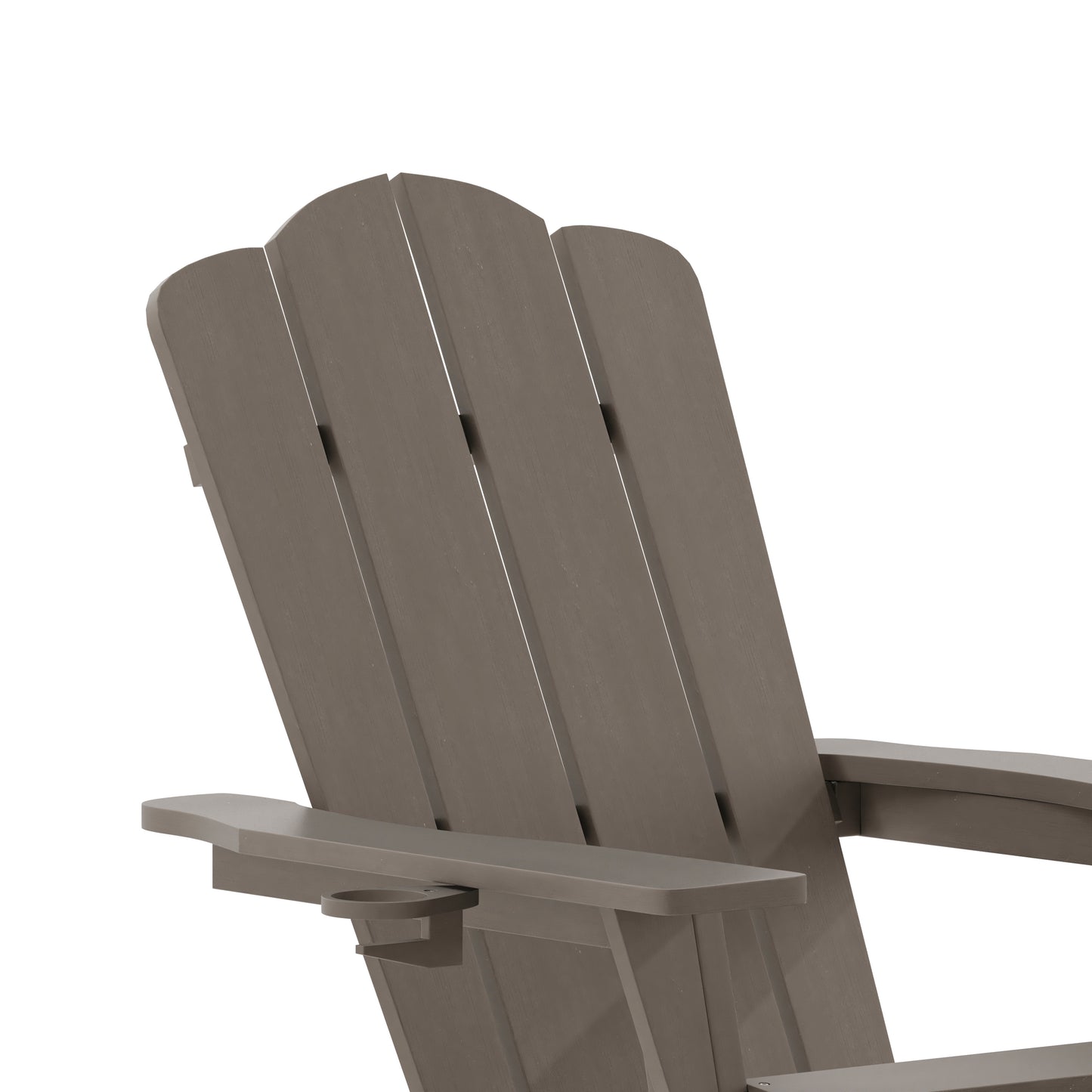 Newport HDPE Adirondack Chair with Cup Holder and Pull Out Ottoman, All-Weather HDPE Indoor/Outdoor Lounge Chair in Brown Brown