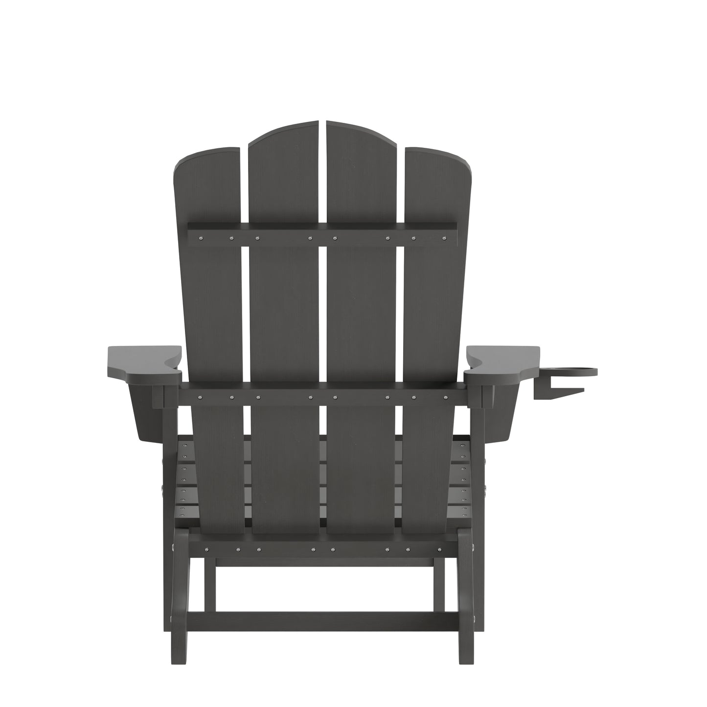 Newport HDPE Adirondack Chair with Cup Holder and Pull Out Ottoman, All-Weather HDPE Indoor/Outdoor Lounge Chair in Gray Gray
