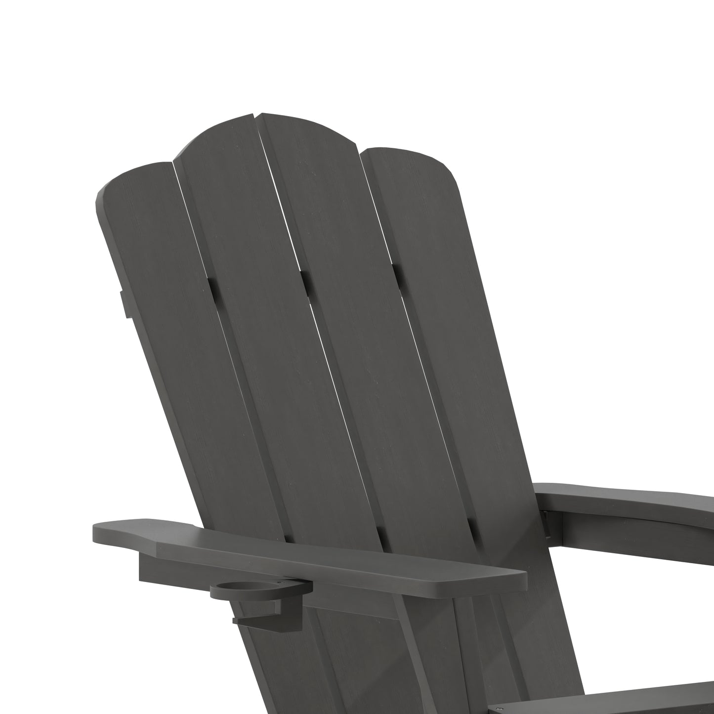 Newport HDPE Adirondack Chair with Cup Holder and Pull Out Ottoman, All-Weather HDPE Indoor/Outdoor Lounge Chair in Gray Gray