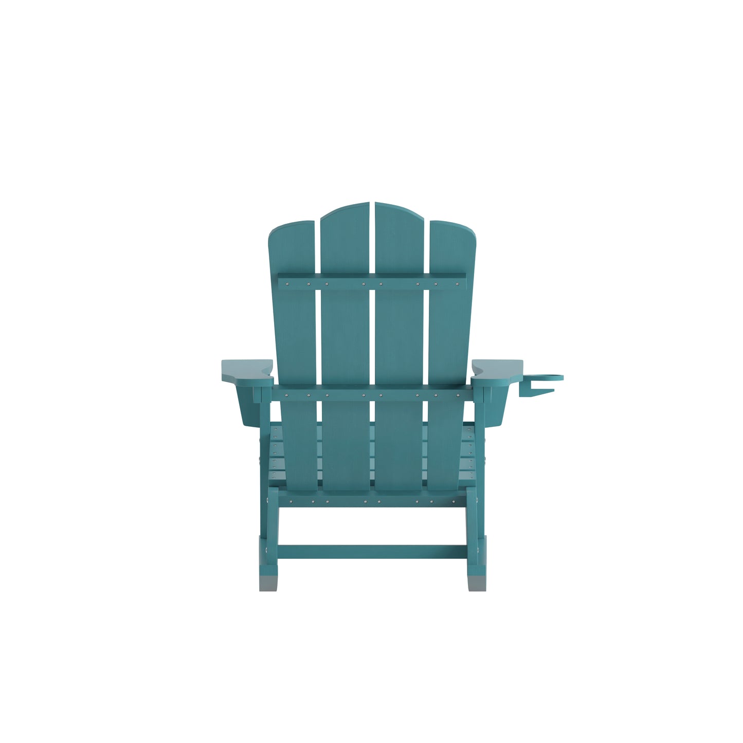 Newport Adirondack Rocking Chair with Cup Holder, Weather Resistant HDPE Adirondack Rocking Chair in Blue Blue