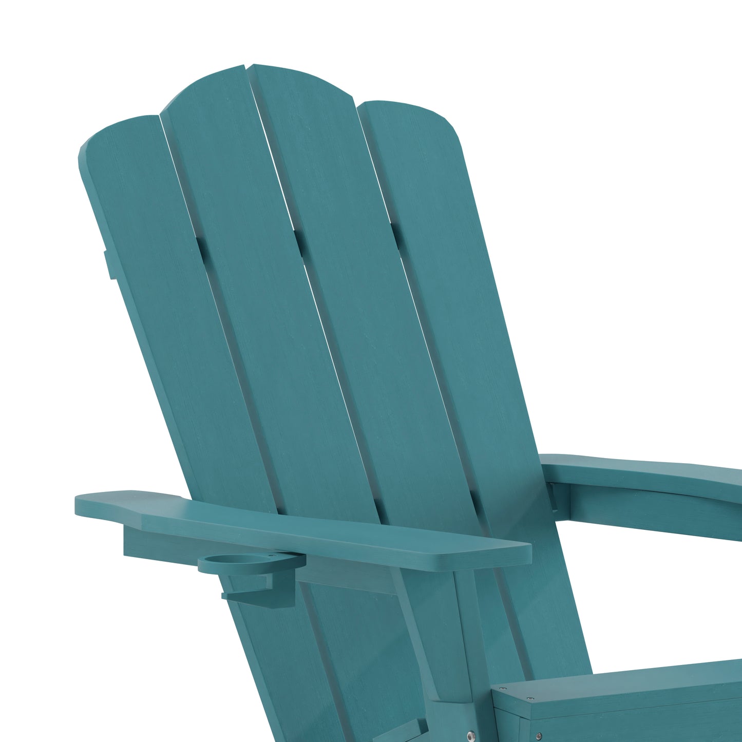Newport Adirondack Rocking Chair with Cup Holder, Weather Resistant HDPE Adirondack Rocking Chair in Blue Blue