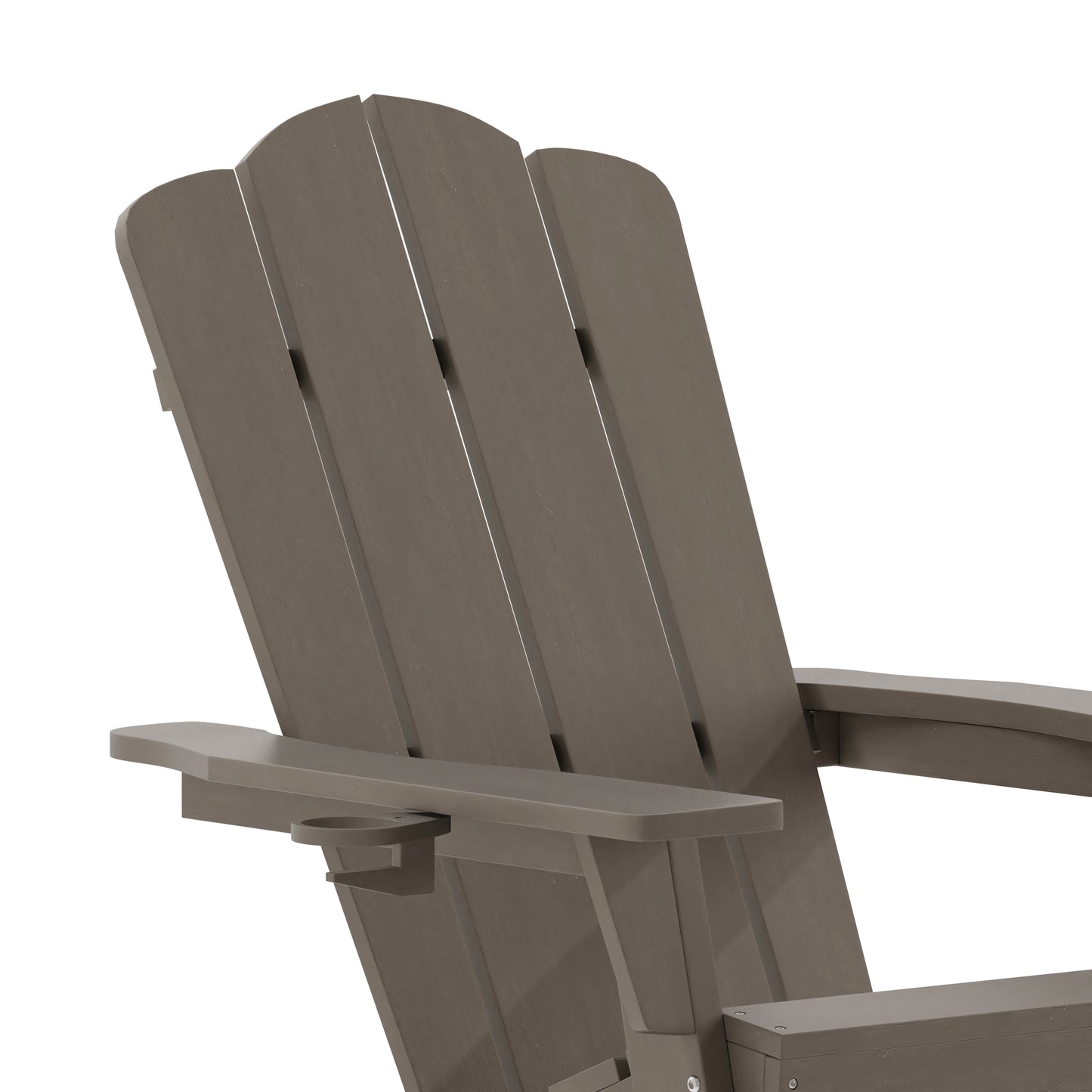 Newport Adirondack Rocking Chair with Cup Holder, Weather Resistant HDPE Adirondack Rocking Chair in Brown Brown