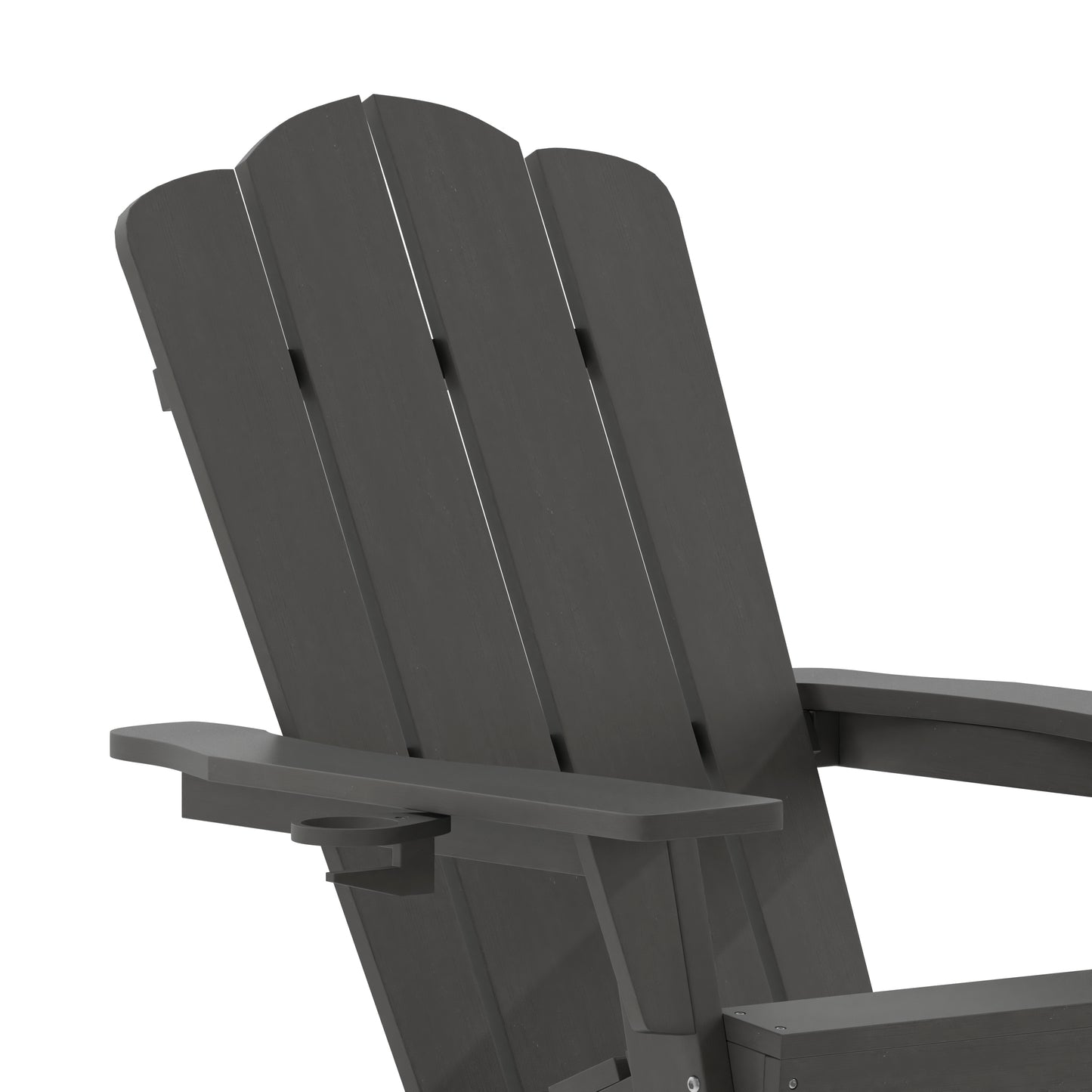 Newport Adirondack Rocking Chair with Cup Holder, Weather Resistant HDPE Adirondack Rocking Chair in Gray Gray