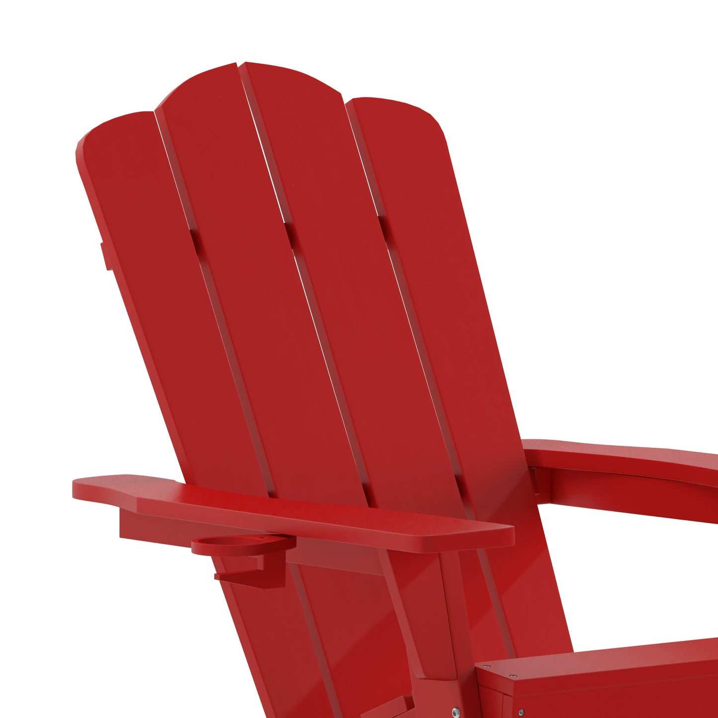 Newport Adirondack Rocking Chair with Cup Holder, Weather Resistant HDPE Adirondack Rocking Chair in Red Red