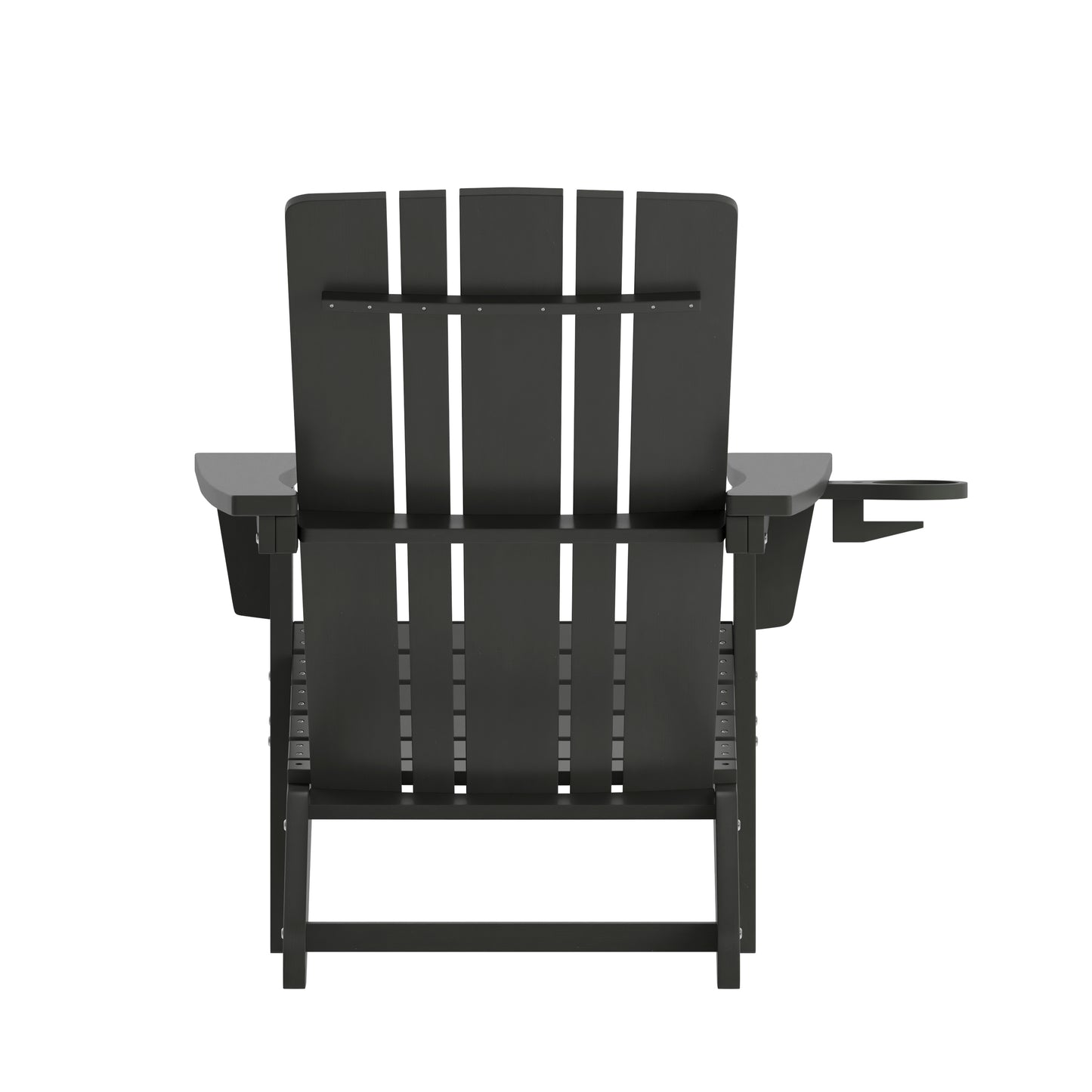 Halifax Adirondack Chair with Cup Holder, Weather Resistant HDPE Adirondack Chair in Black Black