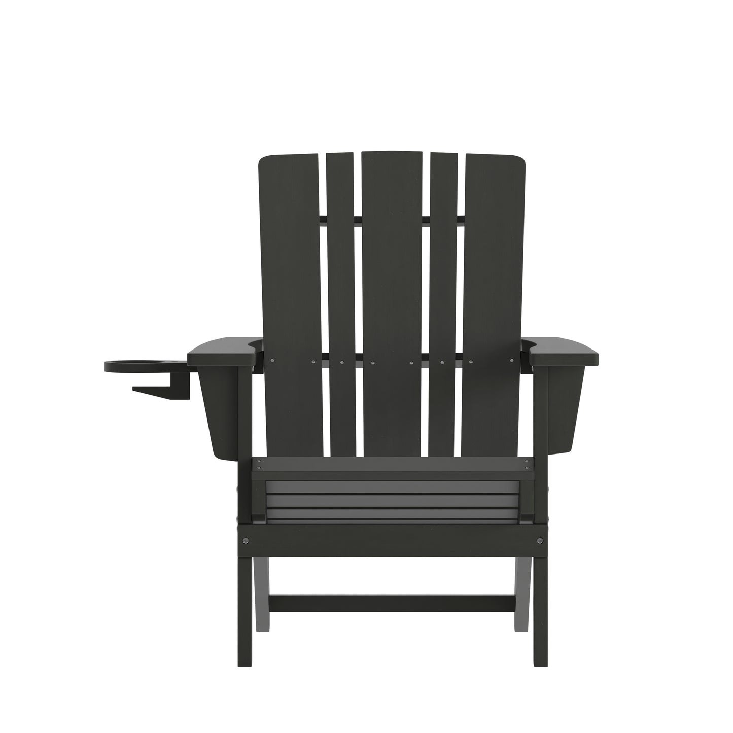 Halifax Adirondack Chair with Cup Holder, Weather Resistant HDPE Adirondack Chair in Black Black