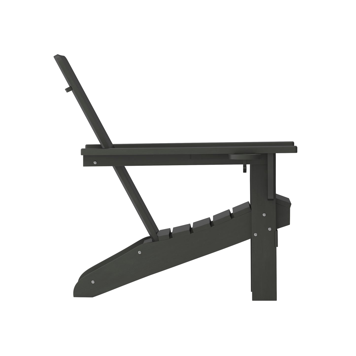 Halifax Adirondack Chair with Cup Holder, Weather Resistant HDPE Adirondack Chair in Black Black