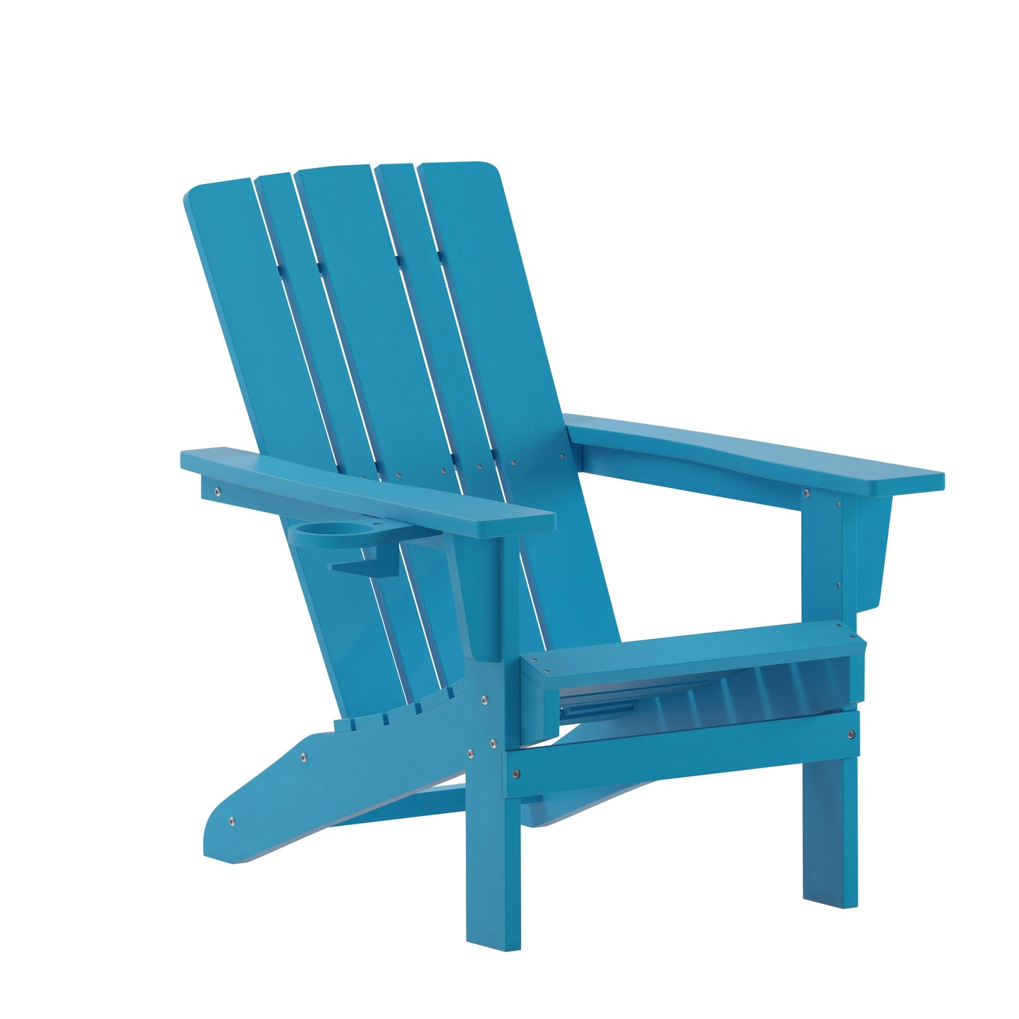 Halifax Adirondack Chair with Cup Holder, Weather Resistant HDPE Adirondack Chair in Blue Blue
