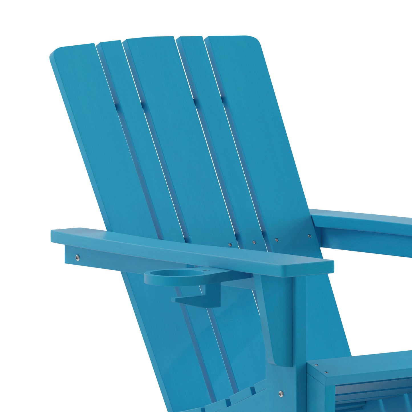 Halifax Adirondack Chair with Cup Holder, Weather Resistant HDPE Adirondack Chair in Blue Blue