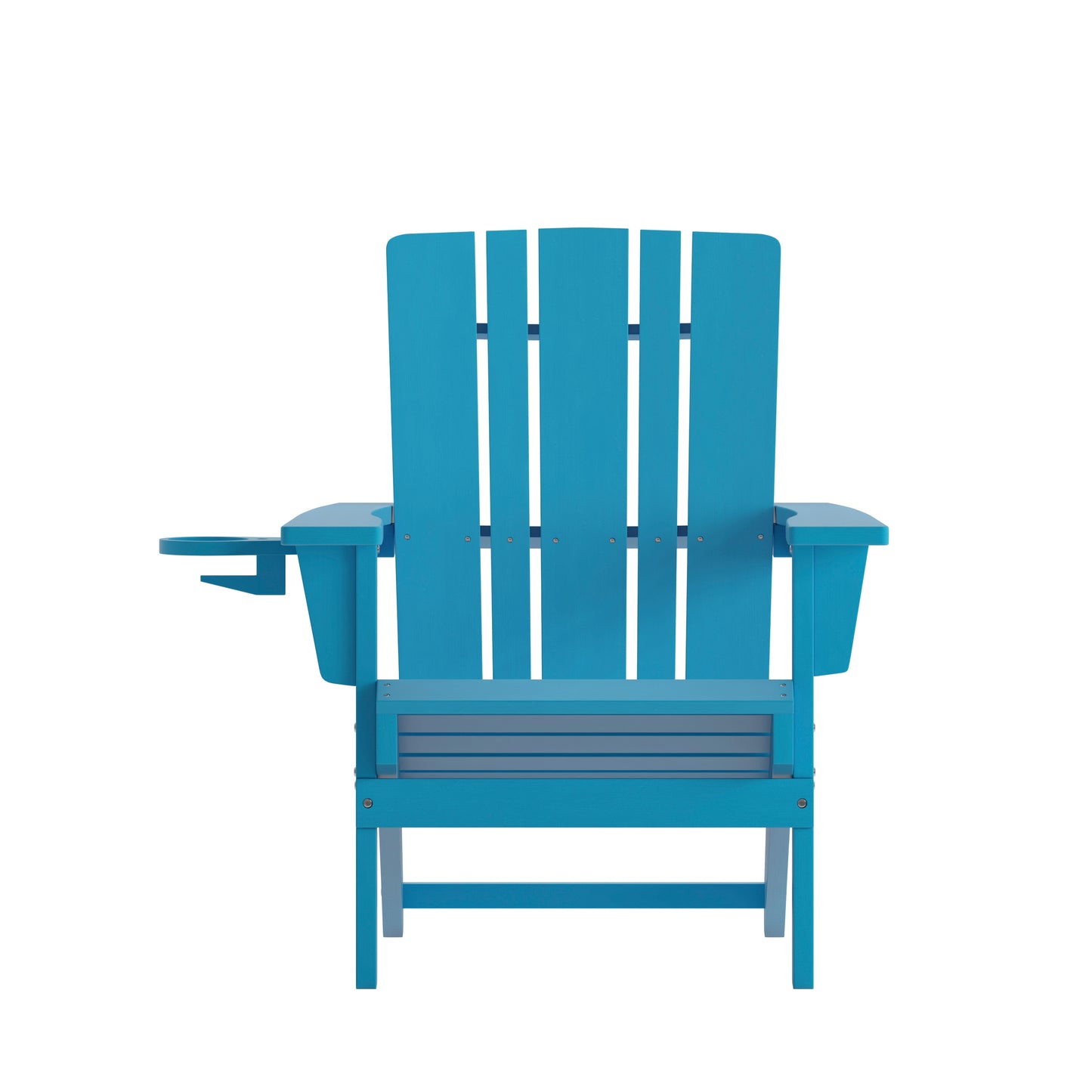 Halifax Adirondack Chair with Cup Holder, Weather Resistant HDPE Adirondack Chair in Blue Blue