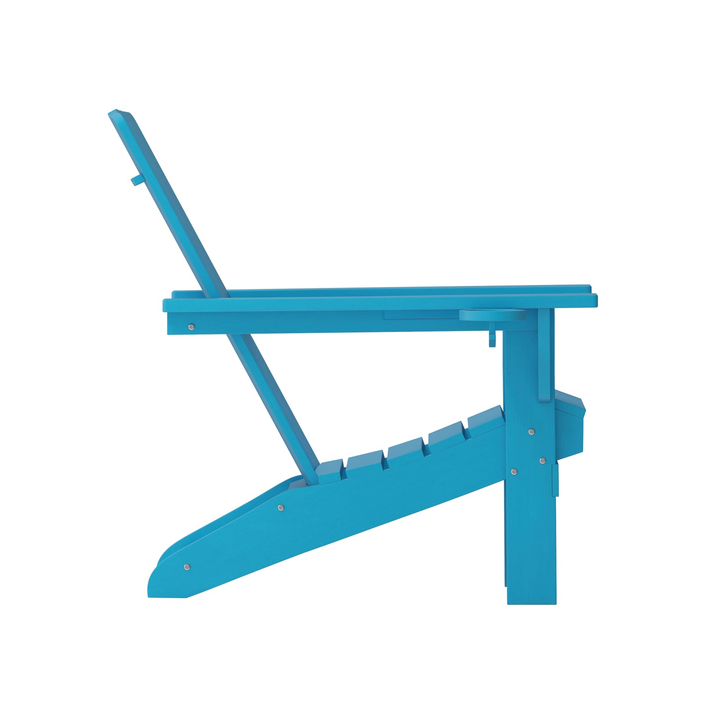 Halifax Adirondack Chair with Cup Holder, Weather Resistant HDPE Adirondack Chair in Blue Blue