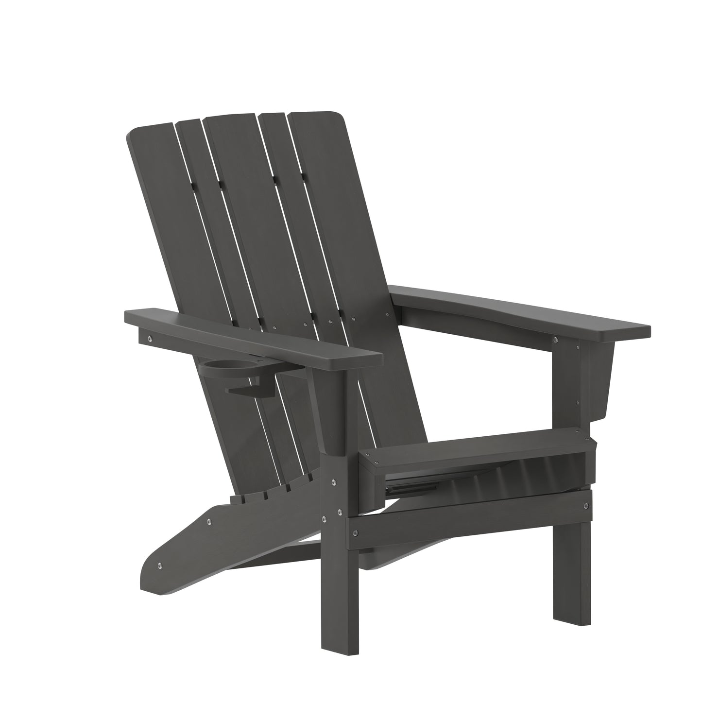 Halifax Adirondack Chair with Cup Holder, Weather Resistant HDPE Adirondack Chair in Gray Gray
