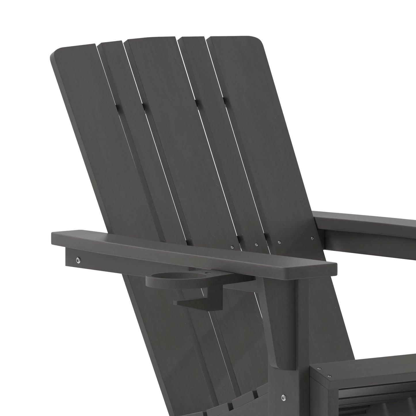 Halifax Adirondack Chair with Cup Holder, Weather Resistant HDPE Adirondack Chair in Gray Gray